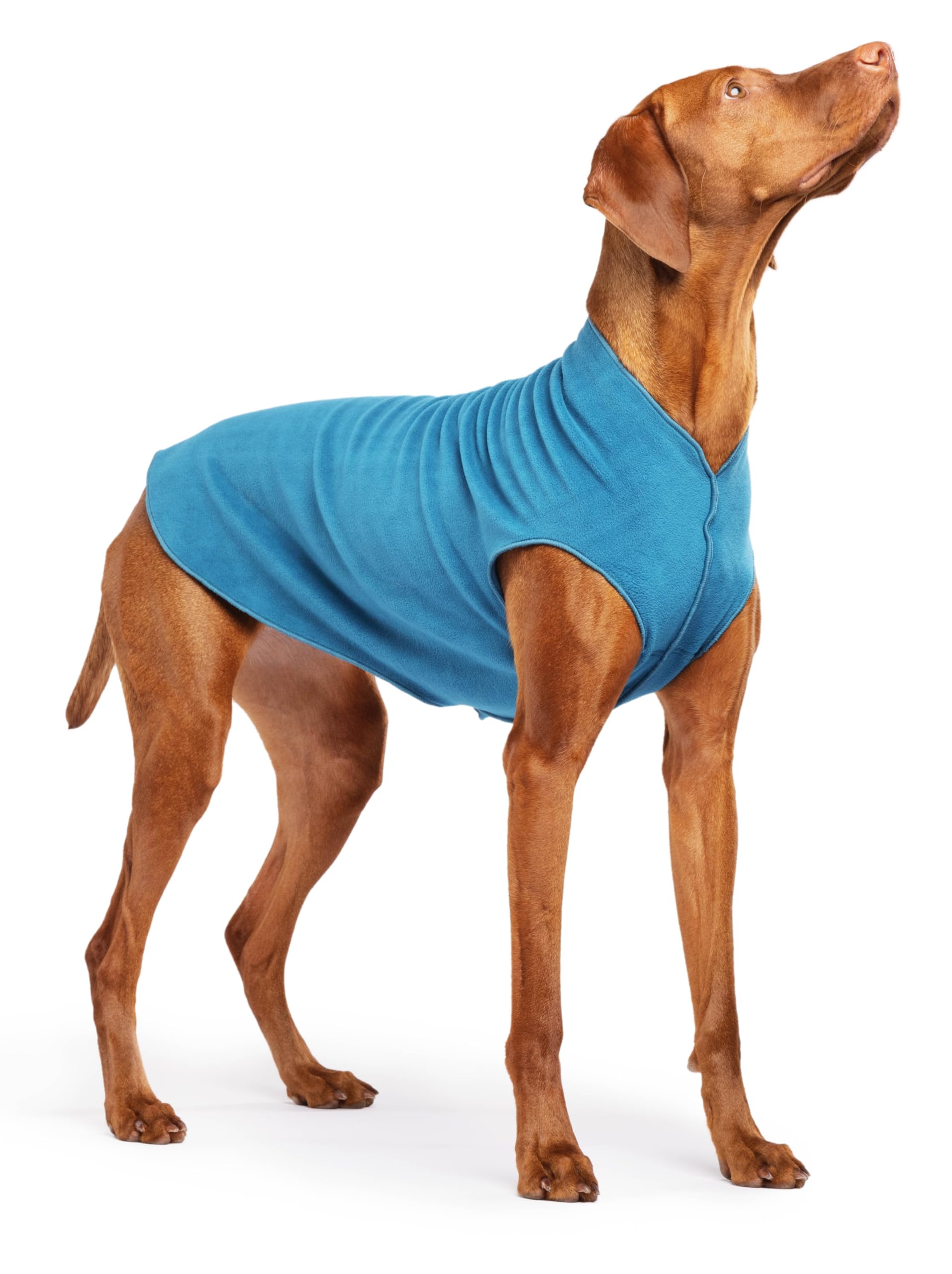 Gold Paw Stretch Fleece Dog Coat, Stretchy Pet Sweater, Machine Washable Pullover For Winter And Fall, Marine Blue, 18