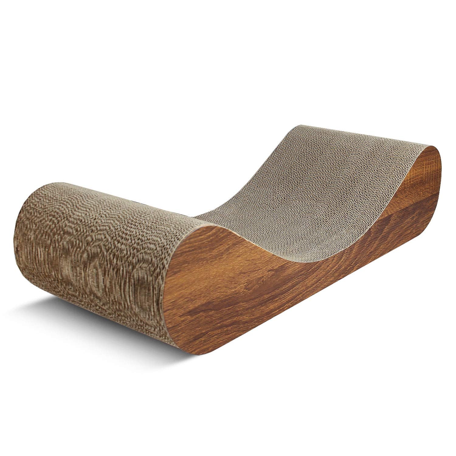 Fluffydream Cat Scratcher Cardboard, Scratching Pad House Bed Furniture Protector, Infinity Shape, Curved (Wood, Bone)