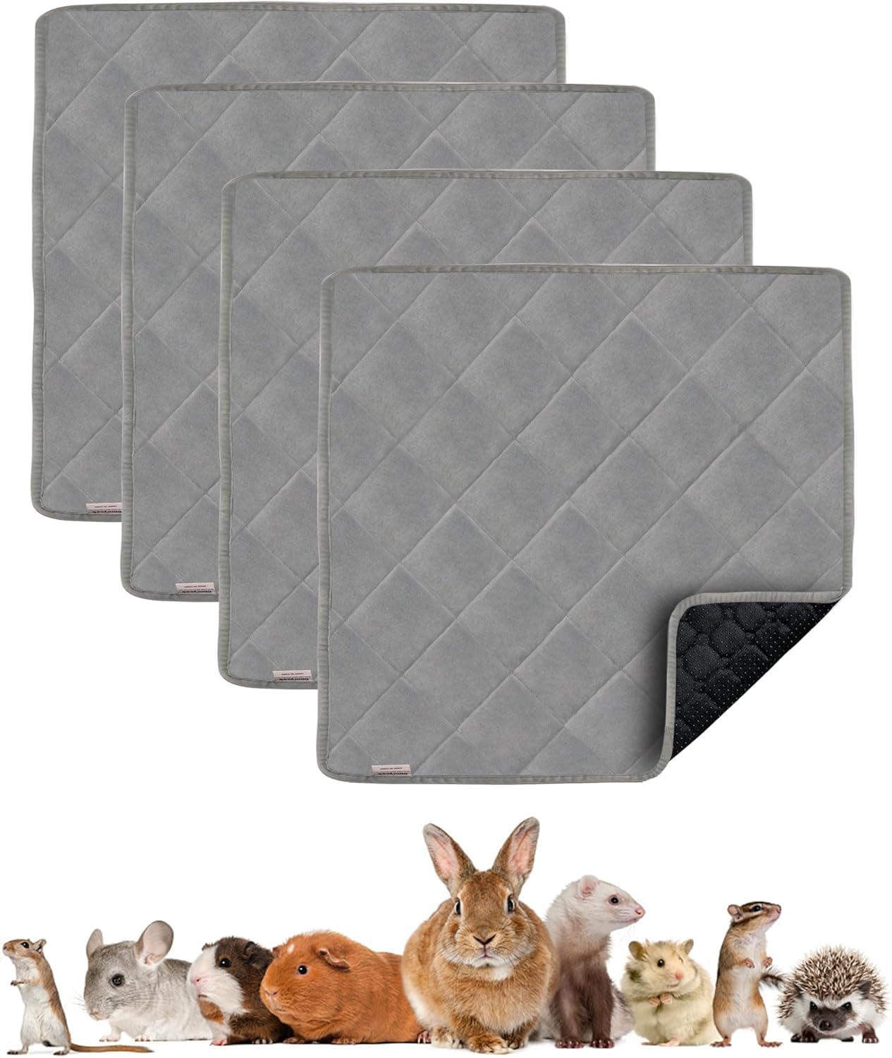 Guinea Pig Fleece Bedding, 14X14in 4Pack, Easy Clean & Super Absorbent & Odor Control & Waterproof Reusable Guinea Pig Cage Line