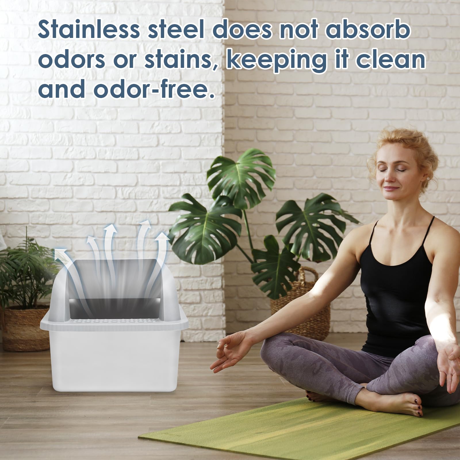 Suzzipaws 8' Deep Stainless Steel Cat Litter Box With Lid Extra Large Litter Box For Big Cats Xl Metal Litter Pan Tray With High Wall Sides Enclosure, Non-Sticky, Anti-Leakage, Easy Cleaning