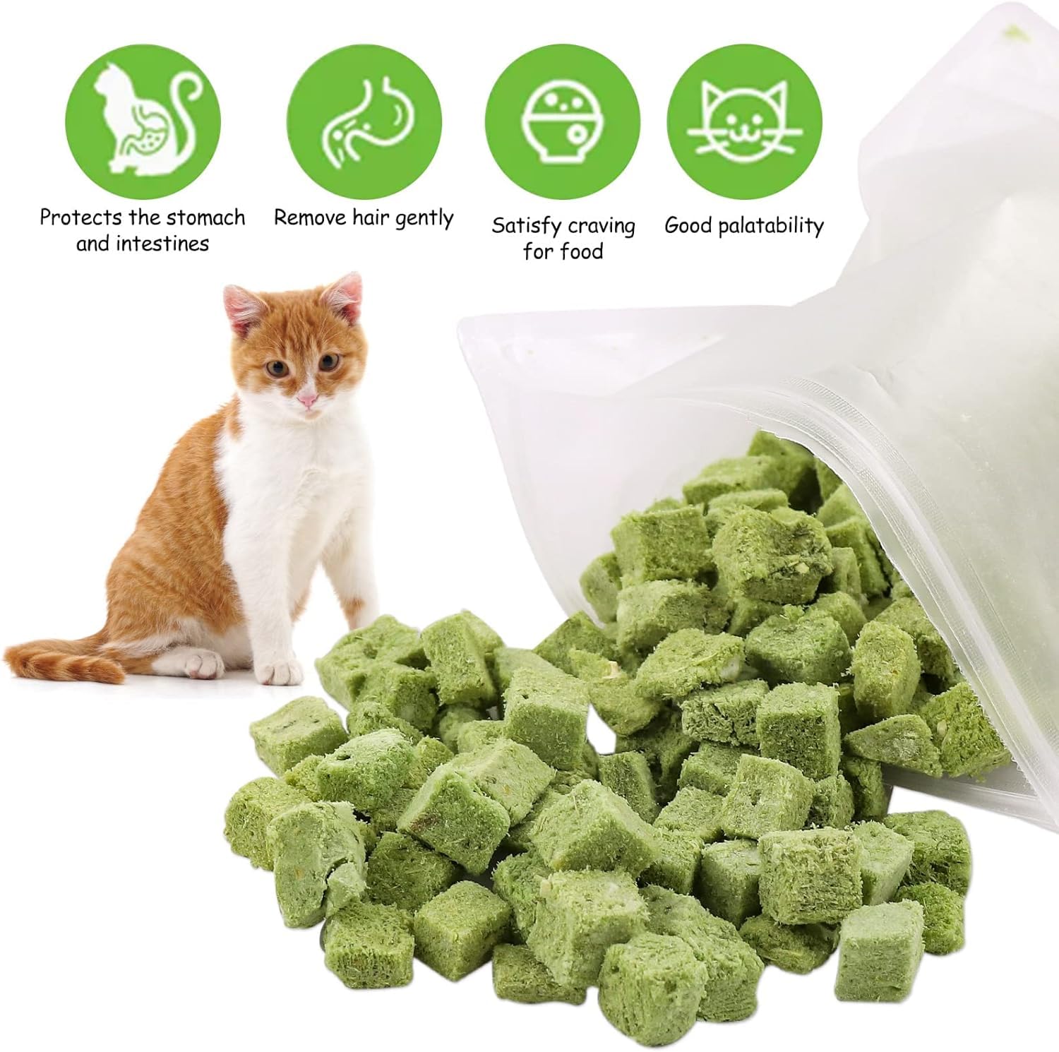 HavenJanny 120g Freezed Drying Cat Grass Treats for Cats, Cat Grass Teething Stick Snacks for Cats Hairball Removal and Teeth Cl