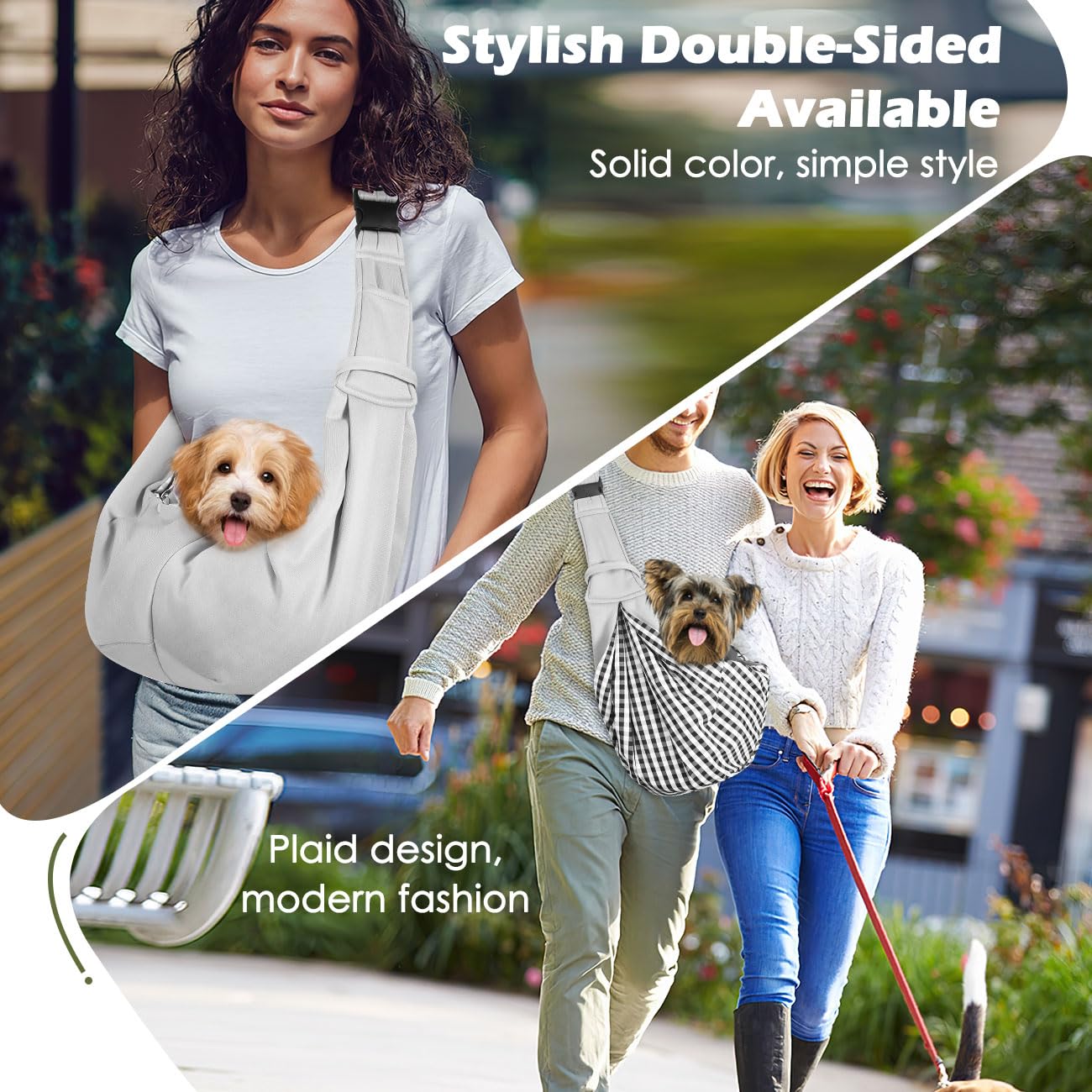 Pawaboo Small Dog Sling Carrier, Reversible Hands Free Dog Sling Carrier For Small Dogs And Cats, Puppy Sling Carrier With Adjus