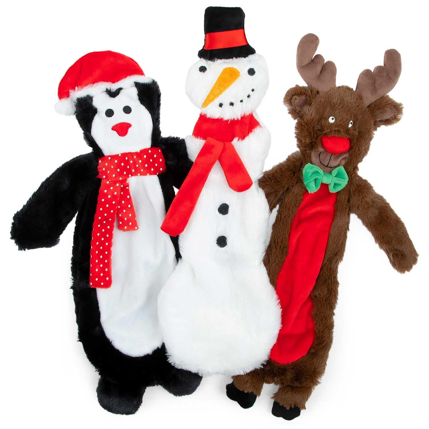 Jeffers Pet Plush Dog Toy With Squeaker, Christmas Reindeer 12'' - Soft Crinkle Fabric, Safe & Durable, Healthy Fun For Small &