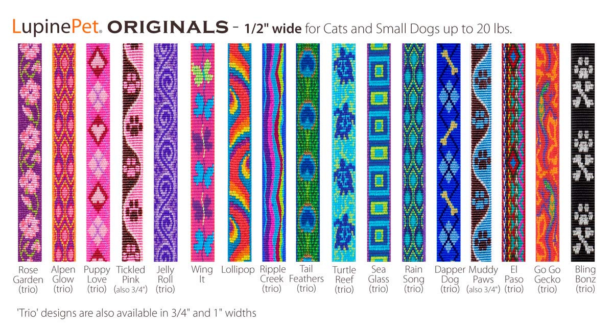 Breakaway Cat Collar With Bell By Lupine 1/2 Wide El Paso Design Adjusts 8-12