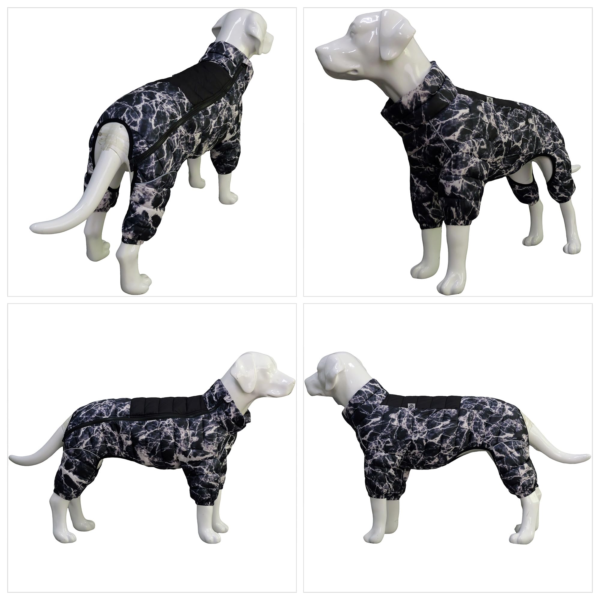Micai Warm Dog Jacket, 4-Legs Covered Waterproof Windproof Reflective Vest, Zippered Adjustable Outdoor Snow Jacket for Small to