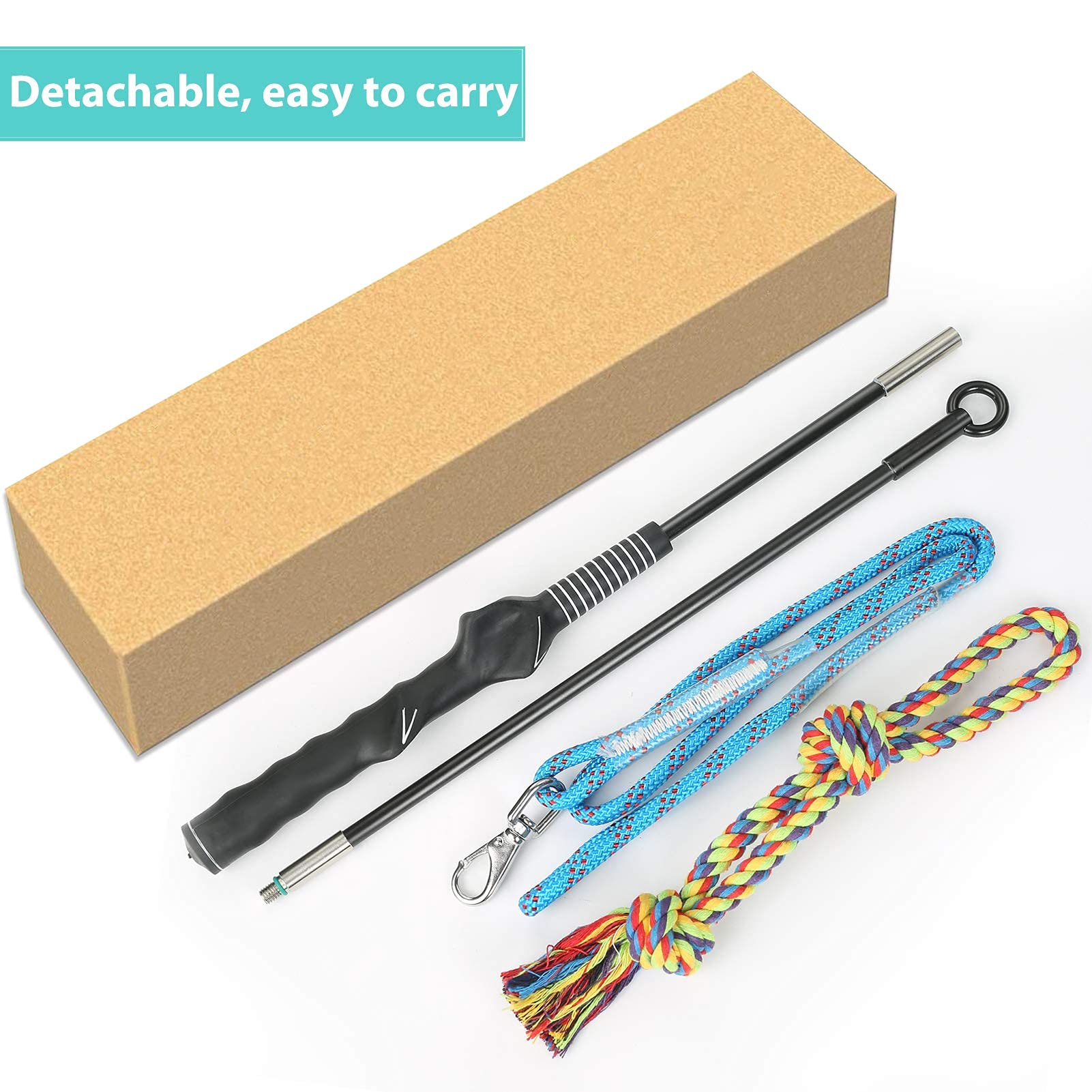 Meieke Flirt Pole For Dogs Pet Teaser Wand Outdoor Interactive Pet Dog Flirt Pole Training Exercise Rope Toy For Small Medium Large Dogs Cats