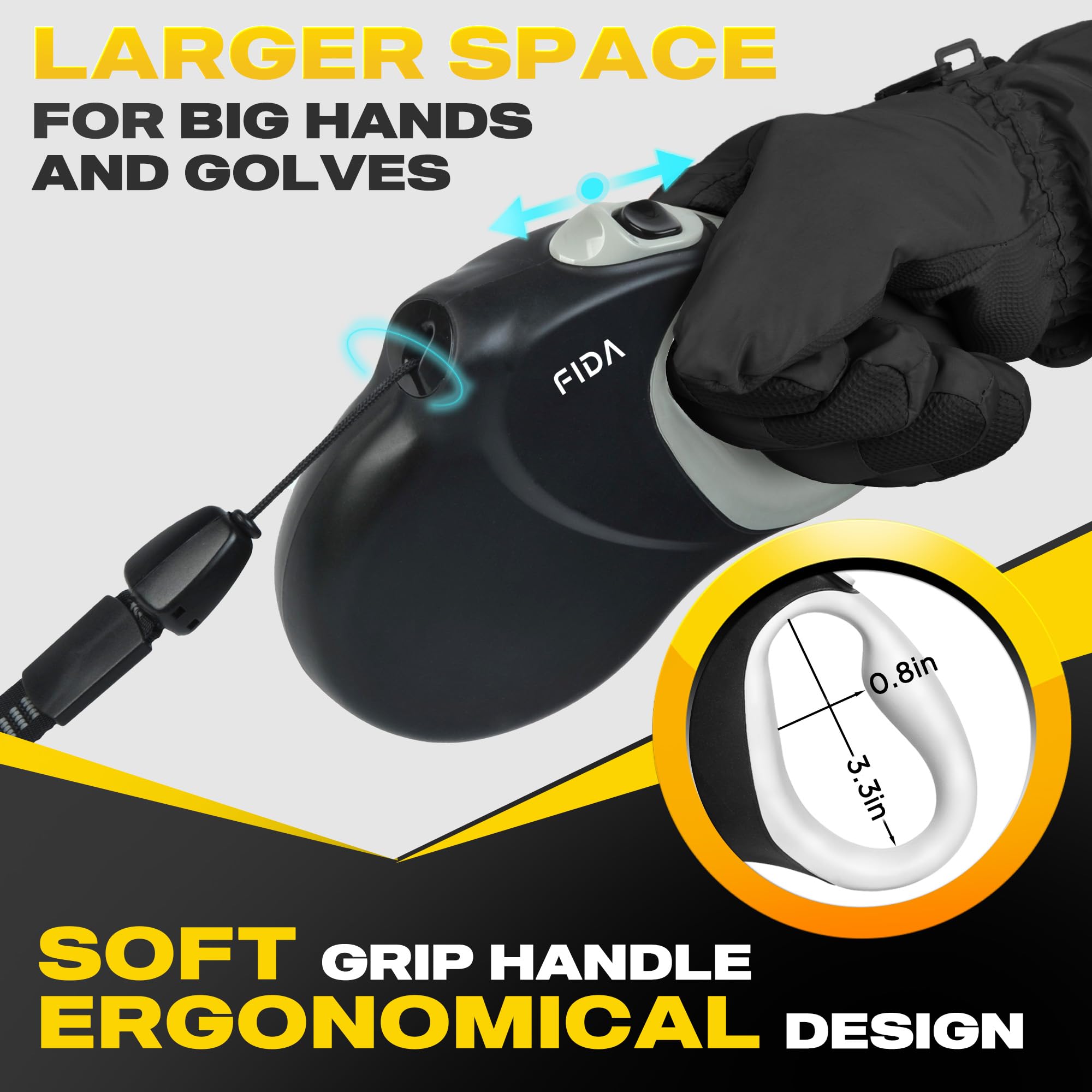 Fida Upgraded Retractable Dog Leash 30Ft, Heavy Duty Pet Walking Leash For Medium/Large Breed Up To 110 Lbs, 360 Tangle-Free Lon