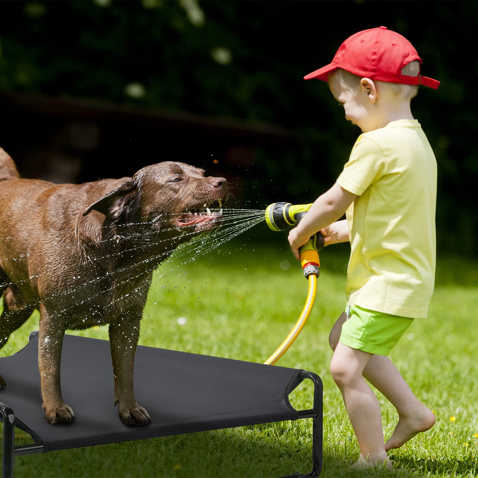 Veehoo Original Cooling Elevated Dog Bed, Outdoor Raised Dog Cots Bed For Large Dogs, Chew Proof Standing Pet Bed With Washable Breathable Mesh, No-Slip Feet For Indoor Outdoor, X-Large, Black