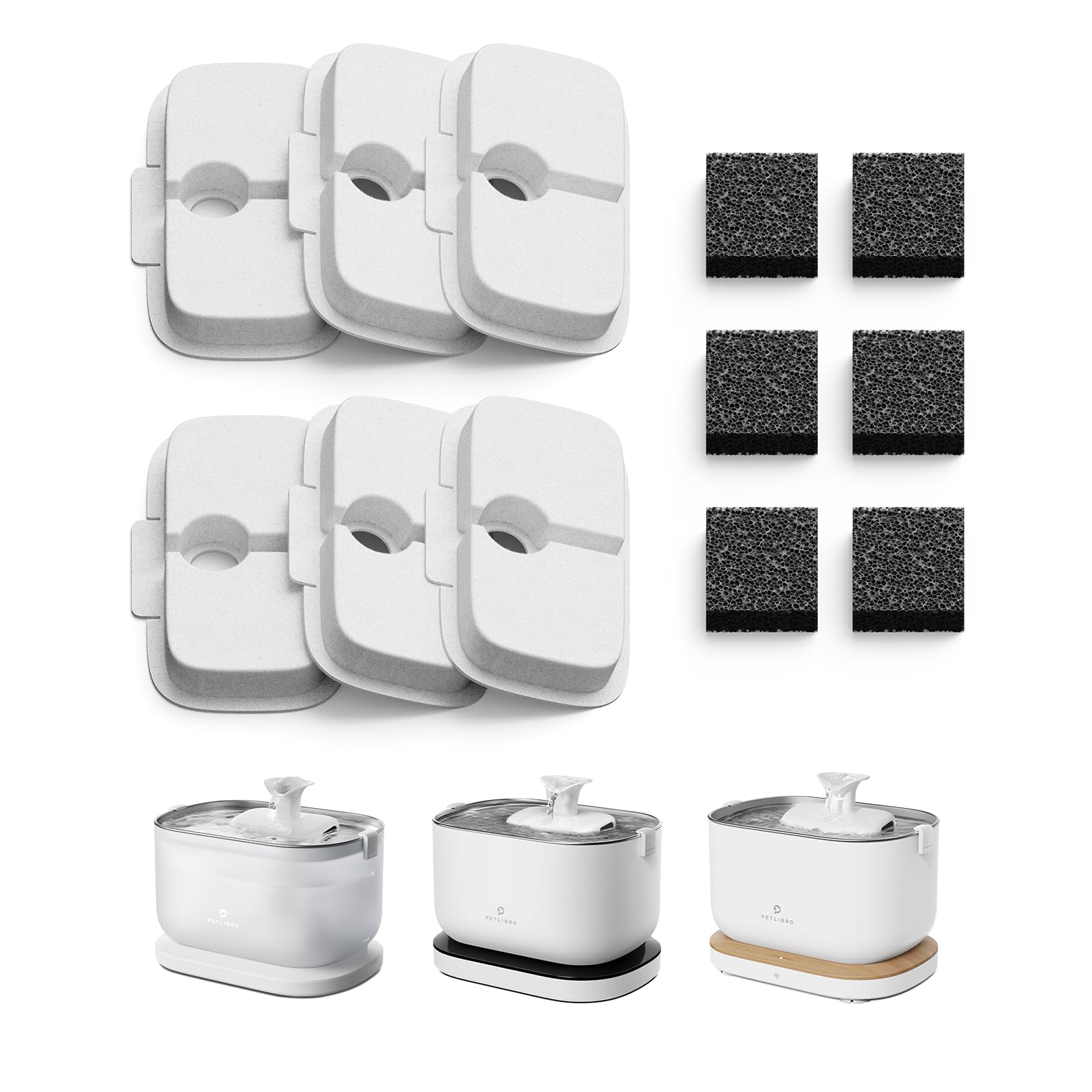 Petlibro 6 Packs Replacement Filters For Dockstream Cat Water Fountain Plwf105/Plwf115/Plwf005, 3 Months Set Of Replacement Filters For Ultra Quiet Pet Water Fountain