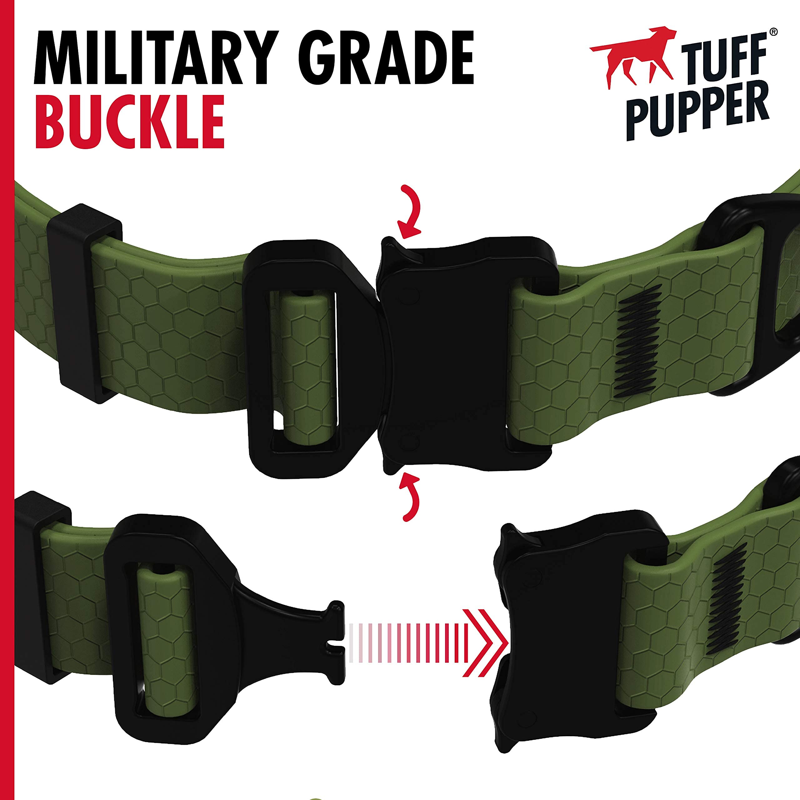 Tuff Pupper Waterproof Action Collar For Dogs | Heavy Duty Water Proof Dog Collar | Tear Proof & Odor Free | Rust-Proof Metal Ha