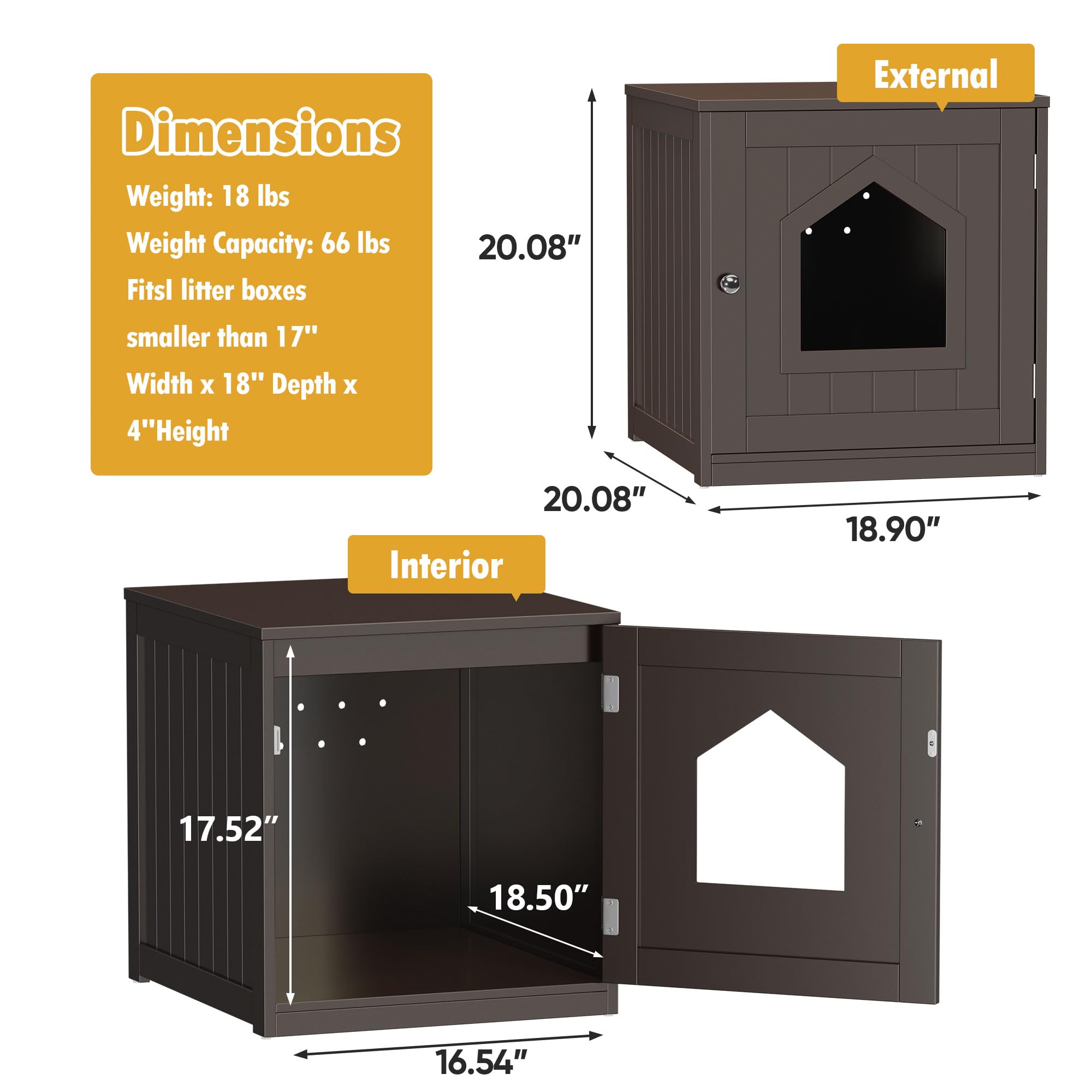 Cat Litter Box Enclosure Litter Box Furniture Hidden Wooden Washroom Litter Box Cabinet Indoor Cat House Side End Table Nightsta