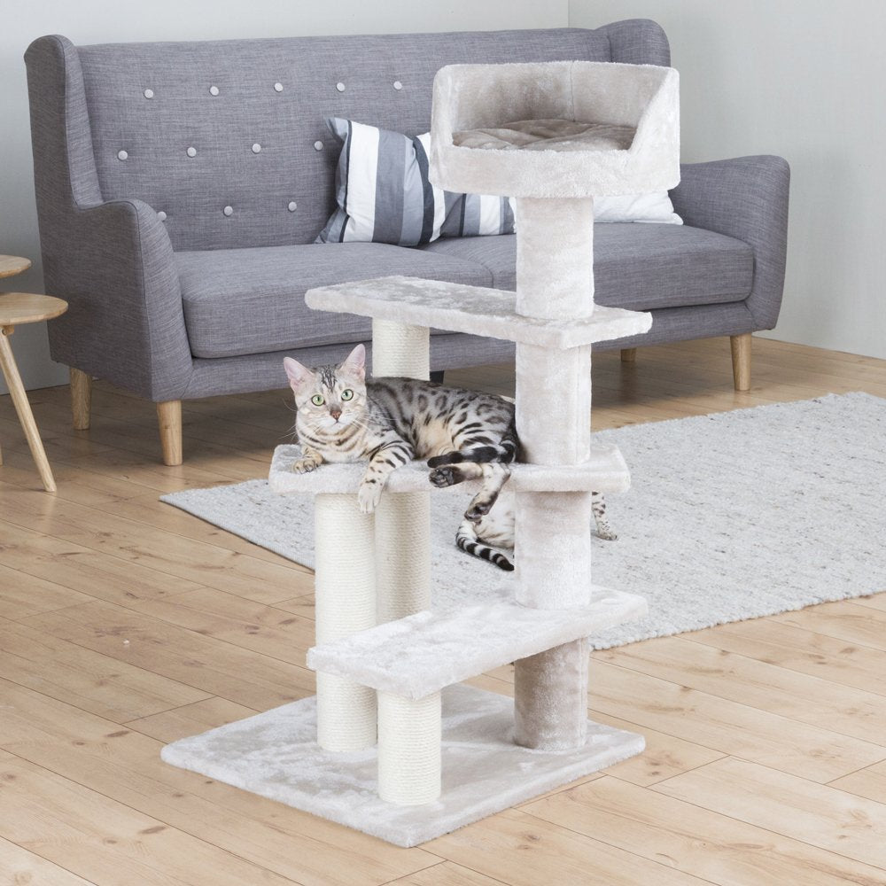 Trixie Tulia Senior Cat Tree With Scratching Posts, Four Platforms, Padded Top Platform, Cream Medium