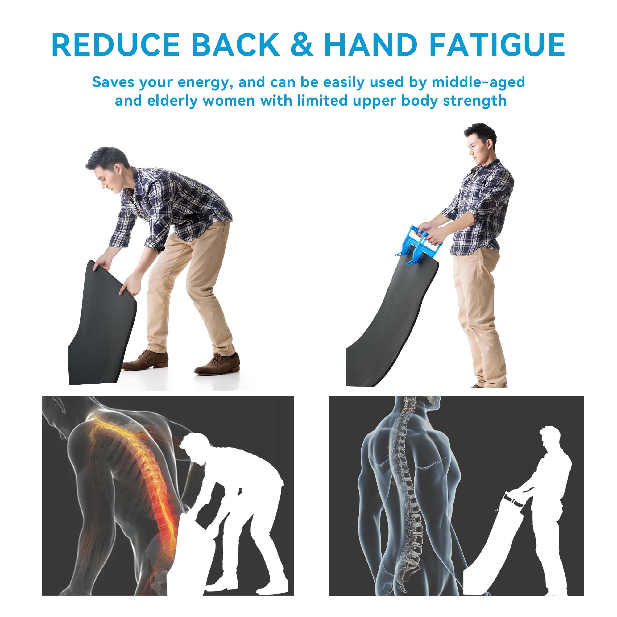 Pair Of Mat Movers Tool - Mat Grippers - Heavy Duty Stall Mat Handlers For Horse Mat, Gym Mat, Trailer Mat & Rubber Mats -Ergono