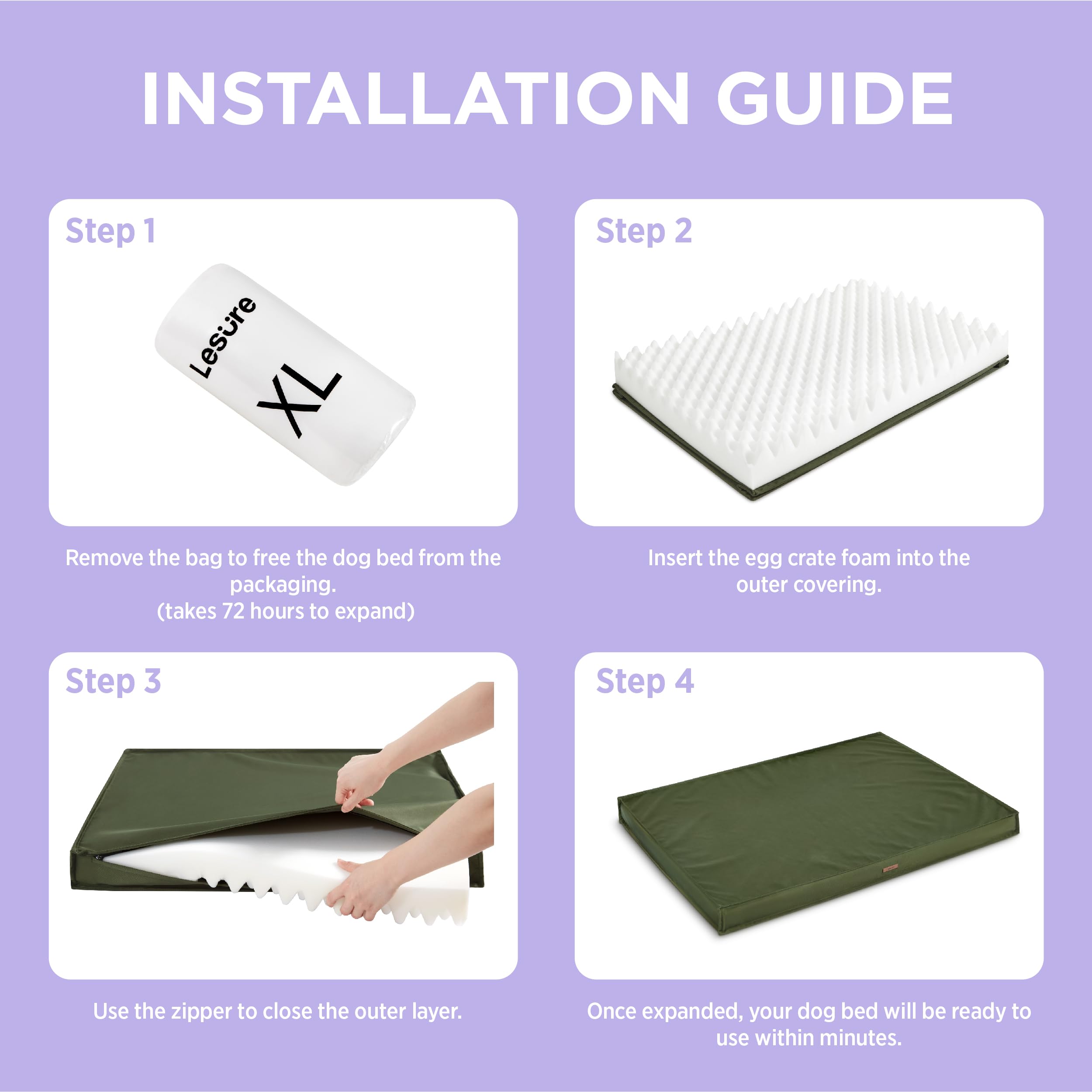 Lesure Outdoor Waterproof Dog Crate Bed Large Sized Dog, Orthopedic Egg Crate Foam Pet Bed With Oxford Fabric Surface And Remova