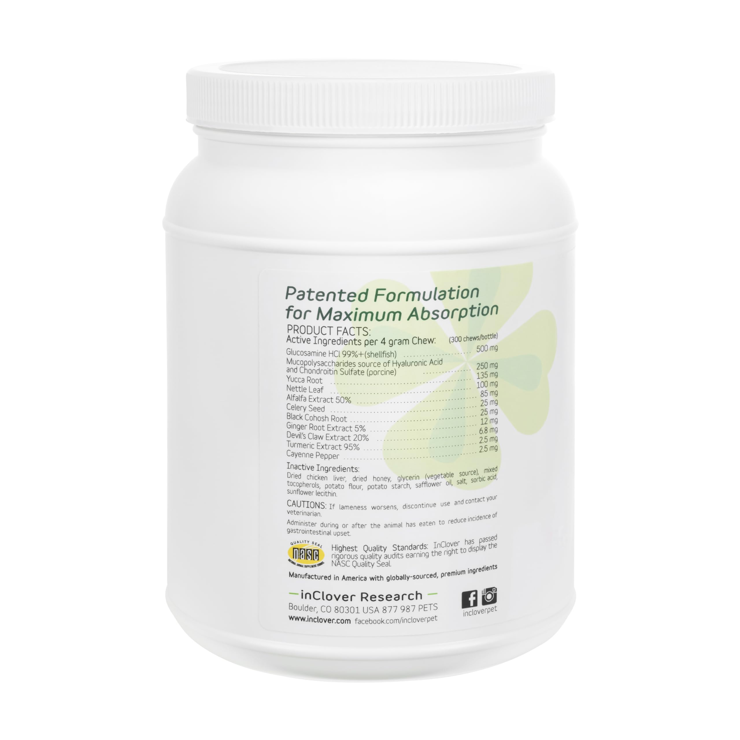 InClover Connectin Natural Hip & Joint Supplement for Dogs with Glucosamine, Chondroitin & Hyaluronic Acid - Soft Chew for Dog M