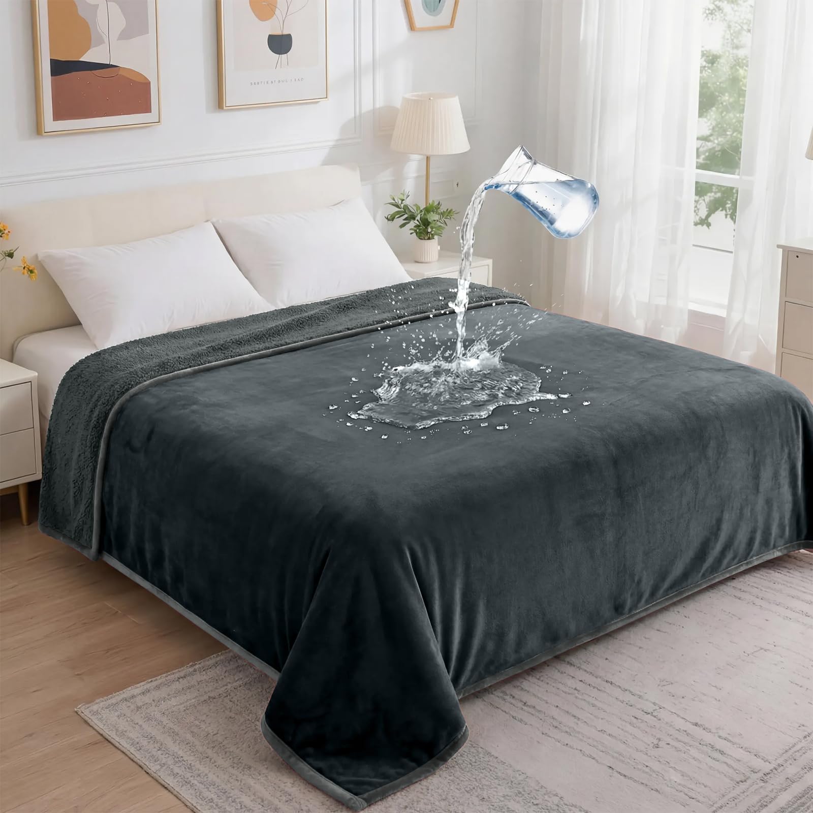 Waterproof Blanket for Couples  Stain Proof, Absorbent, Leakproof, Reversible, Plush Cozy & Washable  Ideal for Bed/Couch, Dog