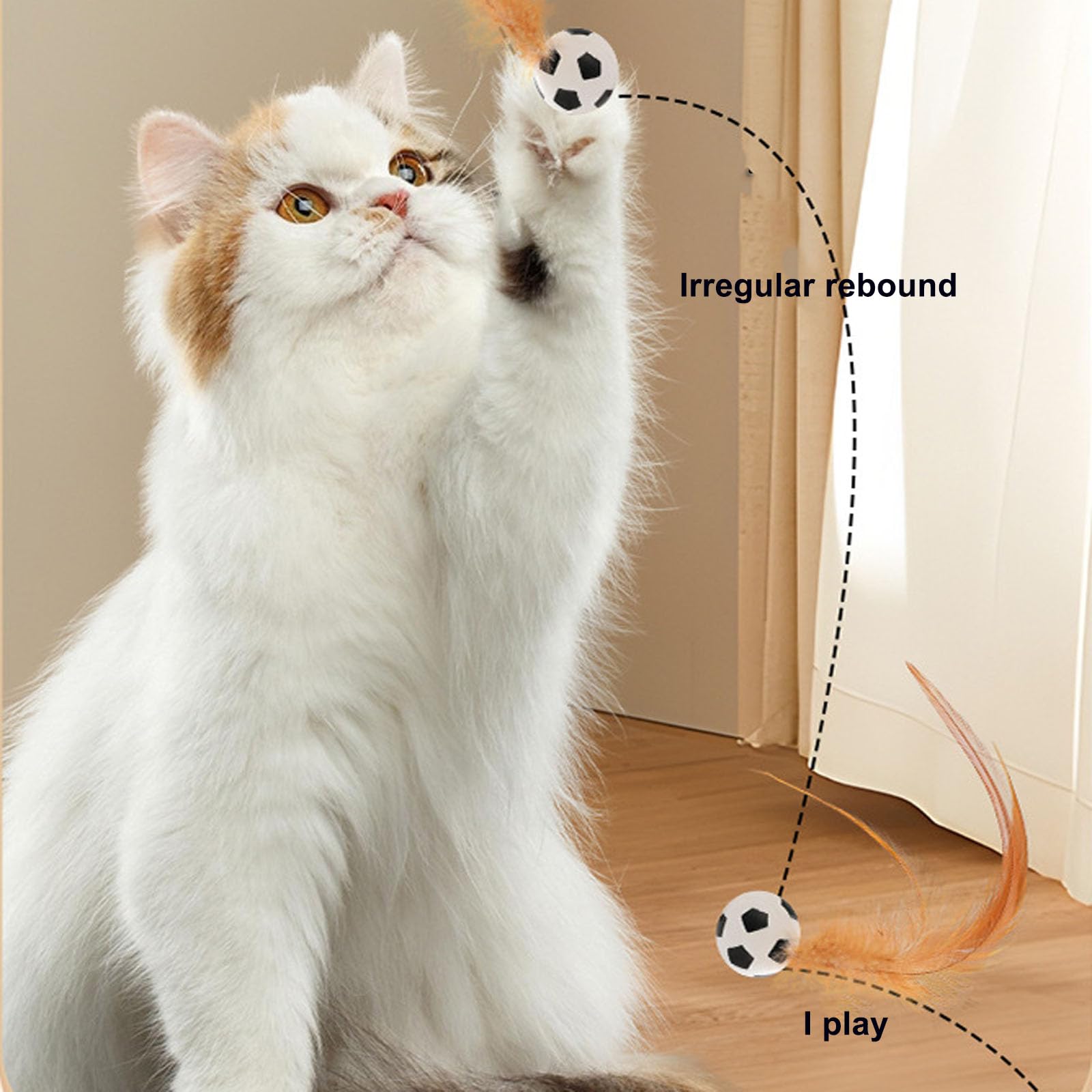 (3Pcs) Interactive Feather Ball Toy Set For Cats, 2025 New Cat Ball With Feather For Indoor, Elastic Interactive Toys For Indoor