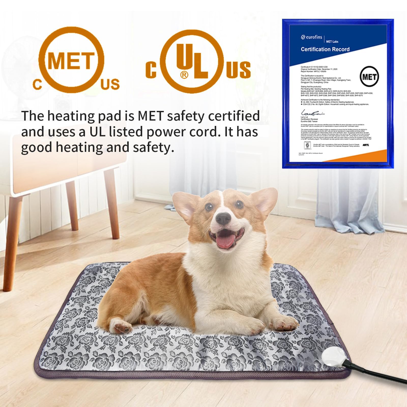 Bestio Cat Heating Pad,34  21 In Heating Pad For Pet,Dog Heating Pad Outdoor With Metal Protective Tube + Waterproof Material,He