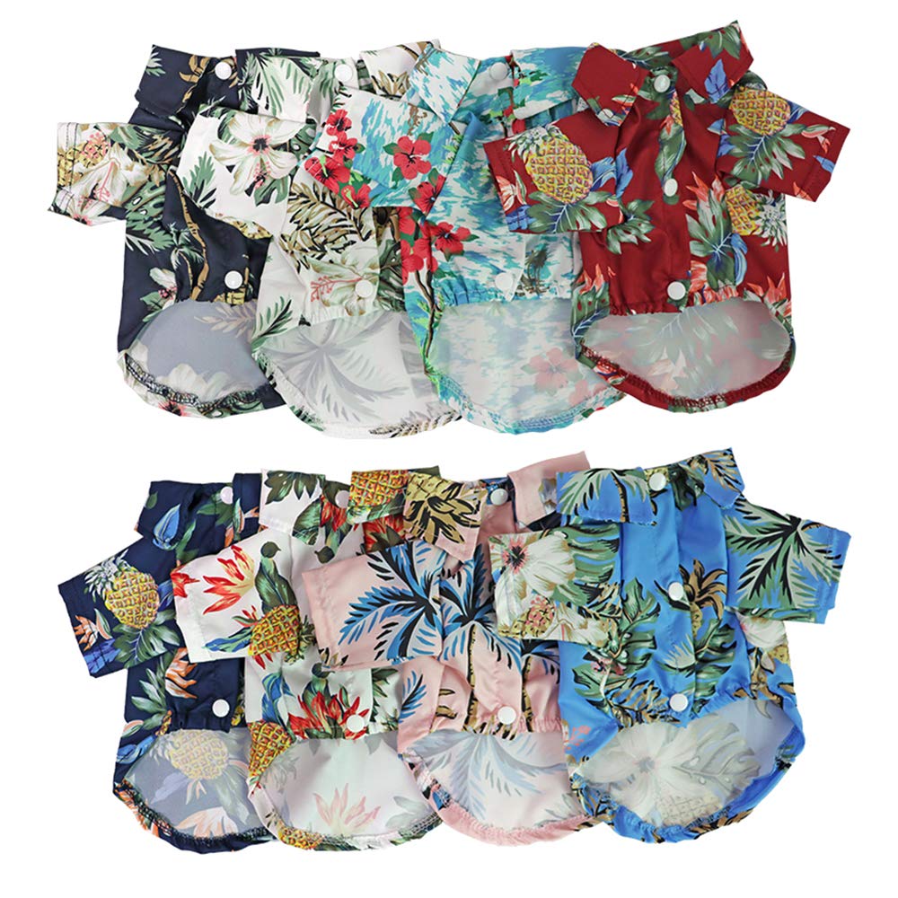 Lhyz Park Hawaiian Beach Print Pet Dog Cat T-Shirts Cute For Small To Medium Dog Cats Shirt Clothes (S, Red)