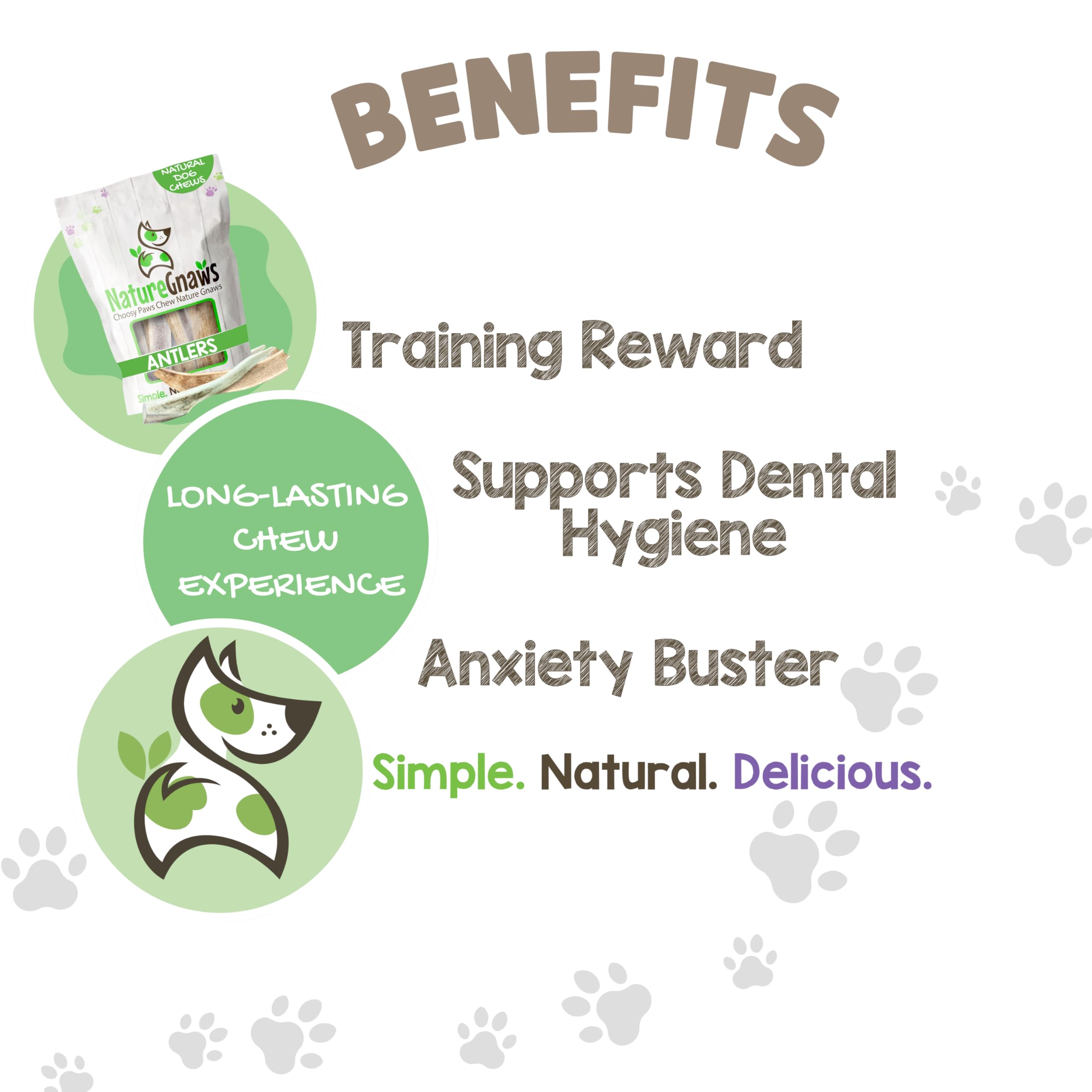 Nature Gnaws Antlers for Dogs (8oz) - Mix of Elk and Deer Antler - Variety of Split and Whole Pieces - Long Lasting for Aggressi