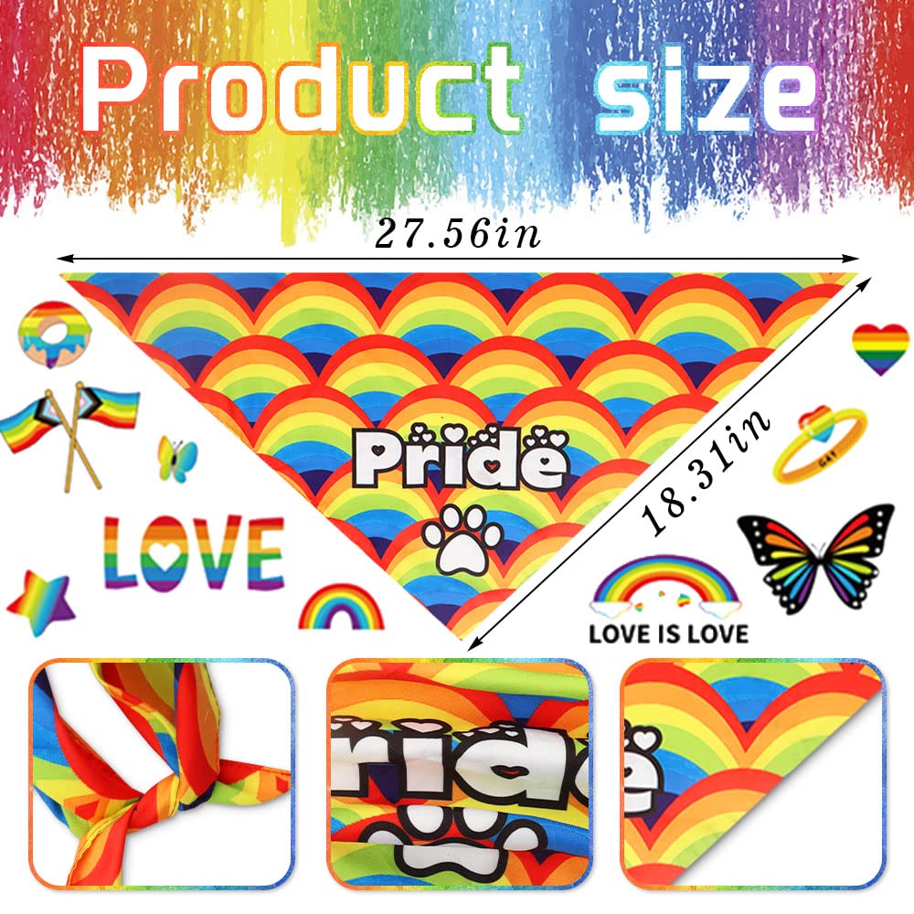 Alibbon 2 Pcs Gay Pride Dog Bandanas, Lgbt Rainbow Bandanas For Dogs, Claw Print Triangle Pet Scarves Bibs For Pride Month, Star