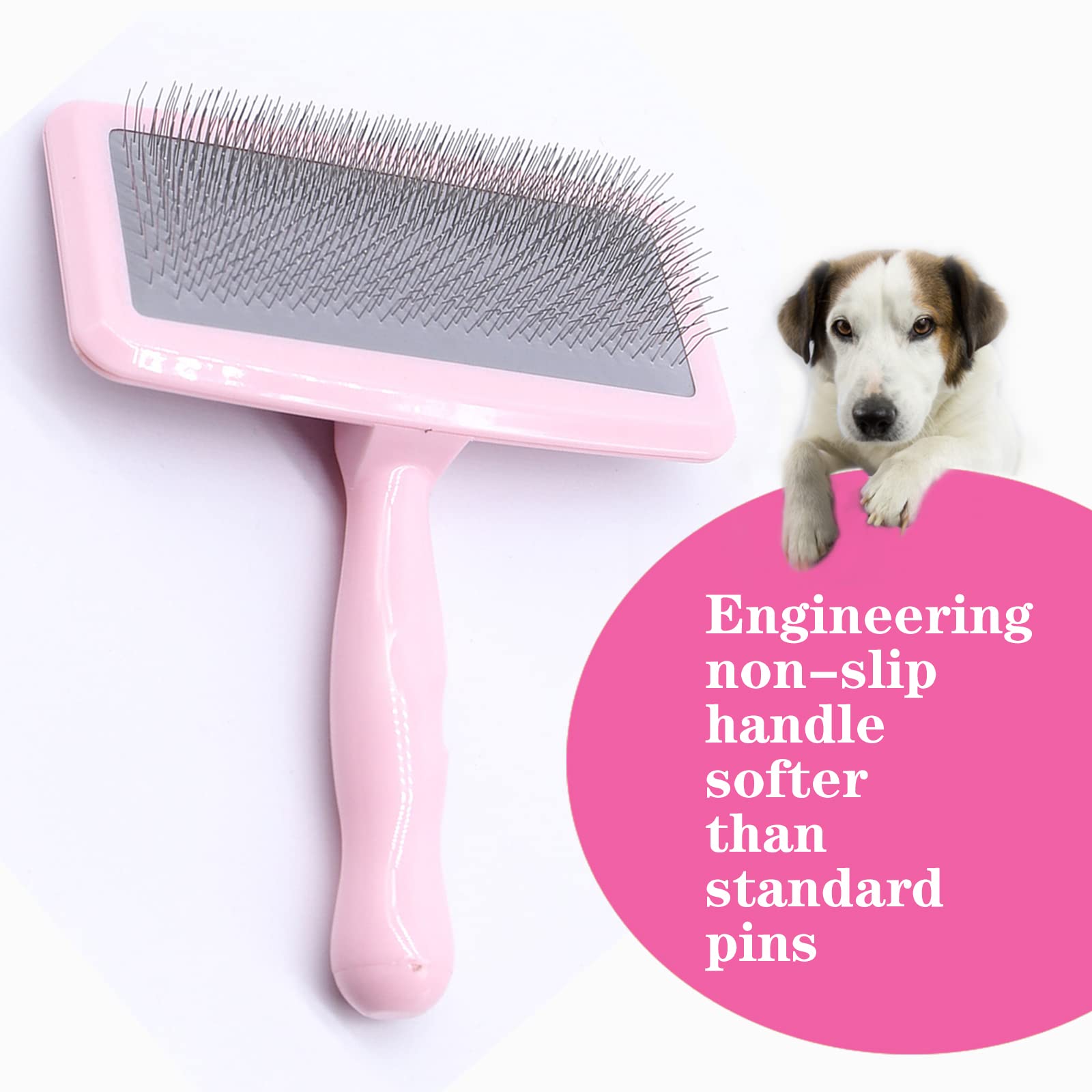 Tinypoint Air Cushion Slicker Brush For Dogs Cats,Soft Pin Shedding Brush For Short Haired Dog,Cat, Pet Grooming Wire Brush For