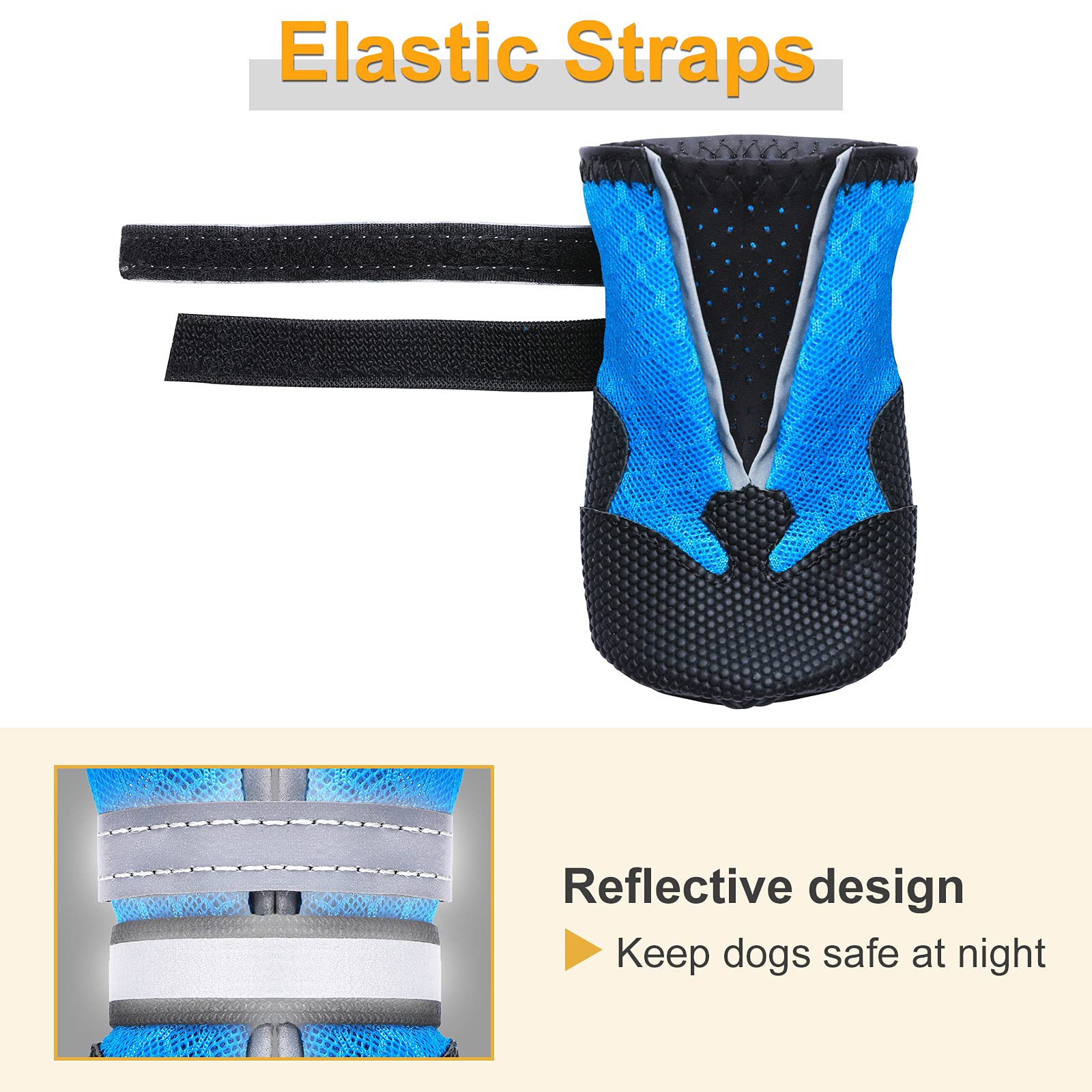 Dimicoo Breathable Mesh Dog Boots Nonslip Soft Rubber Sole Dog Shoes For Medium Large Dogs (Pack Of 4)