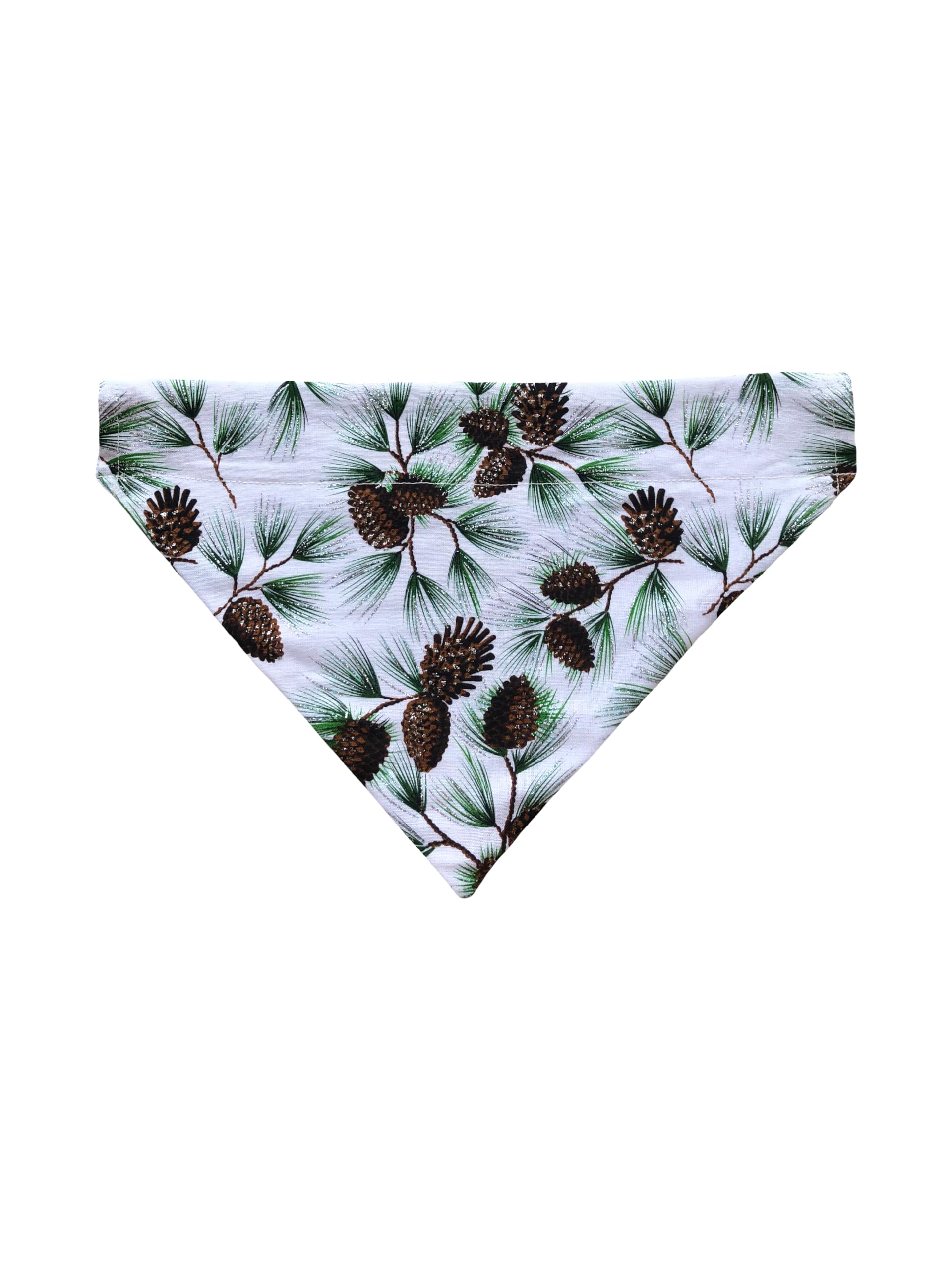 Christmas Bandana | Reversible Dog Bandana | Slip Over The Collar Bandana | For Small Medium Or Large Dogs (Snowflakes And Pinec