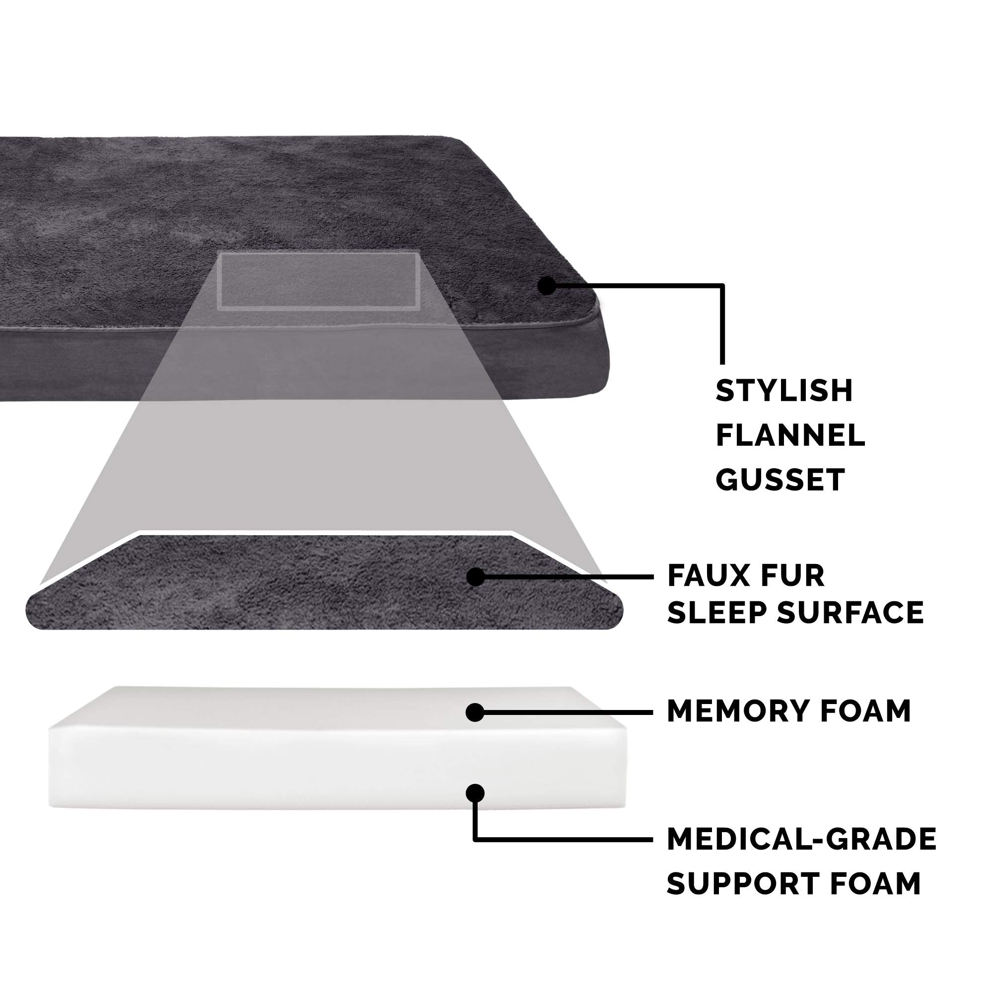 Furhaven Orthopedic Dog Bed for Large Dogs w/ Removable Washable Cover, For Dogs Up to 125 lbs - Terry & Suede Mattress - Gray,
