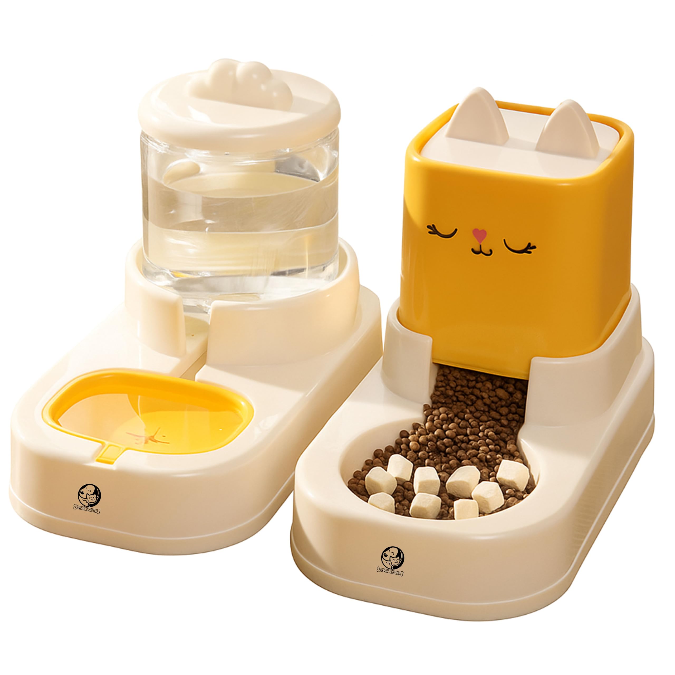 Foodie Puppies Pet Wide Automatic Dispenser Set - (Kitty Eyes) For Dogs & Cats | 2200Ml Food Container & 1800Ml Water Bottle | A