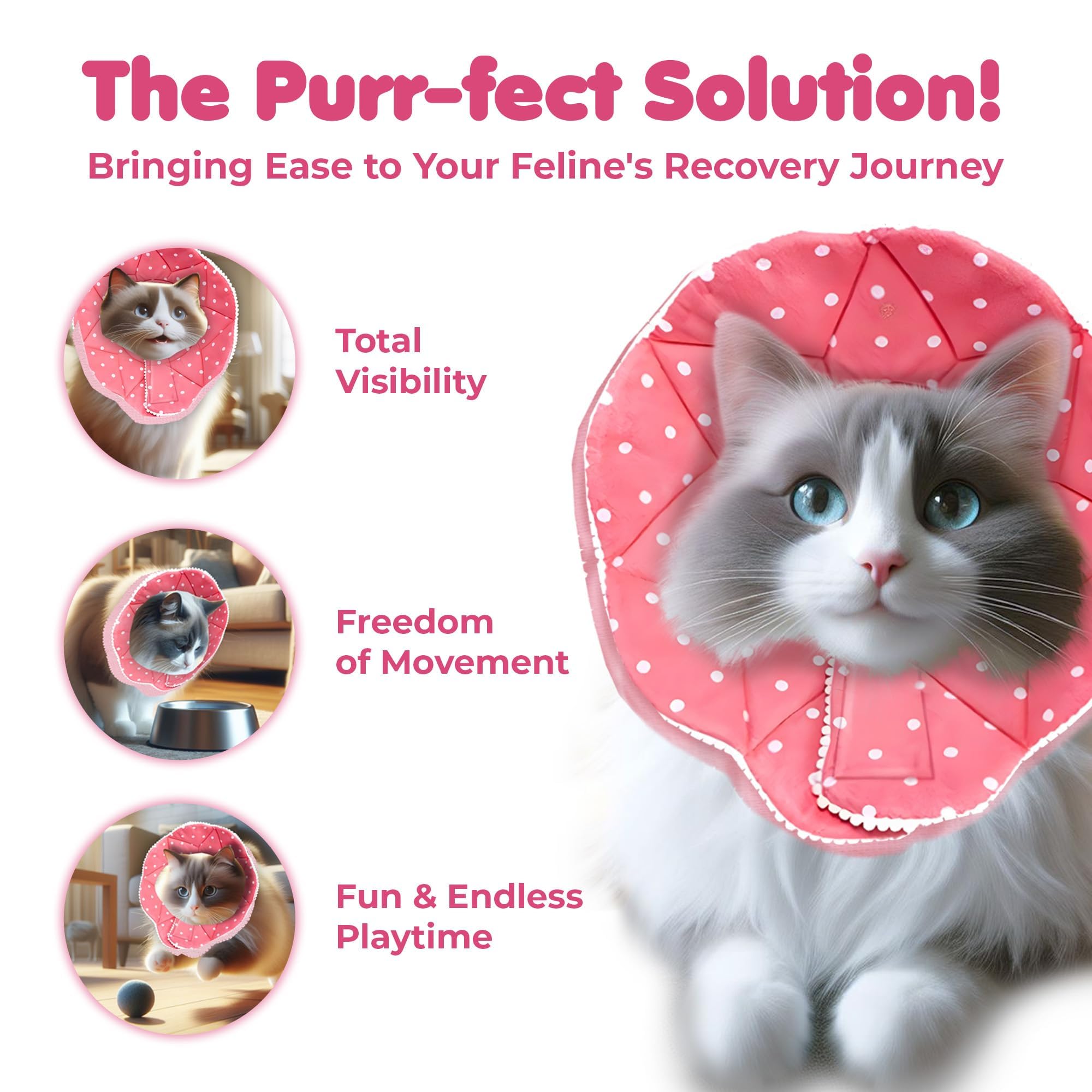 SunGrow Cat Cone Collar Soft, Pet Recovery Elizabethan E Collar Soft Neck Cone to Stop Licking for Cats & Kittens After Surgery,