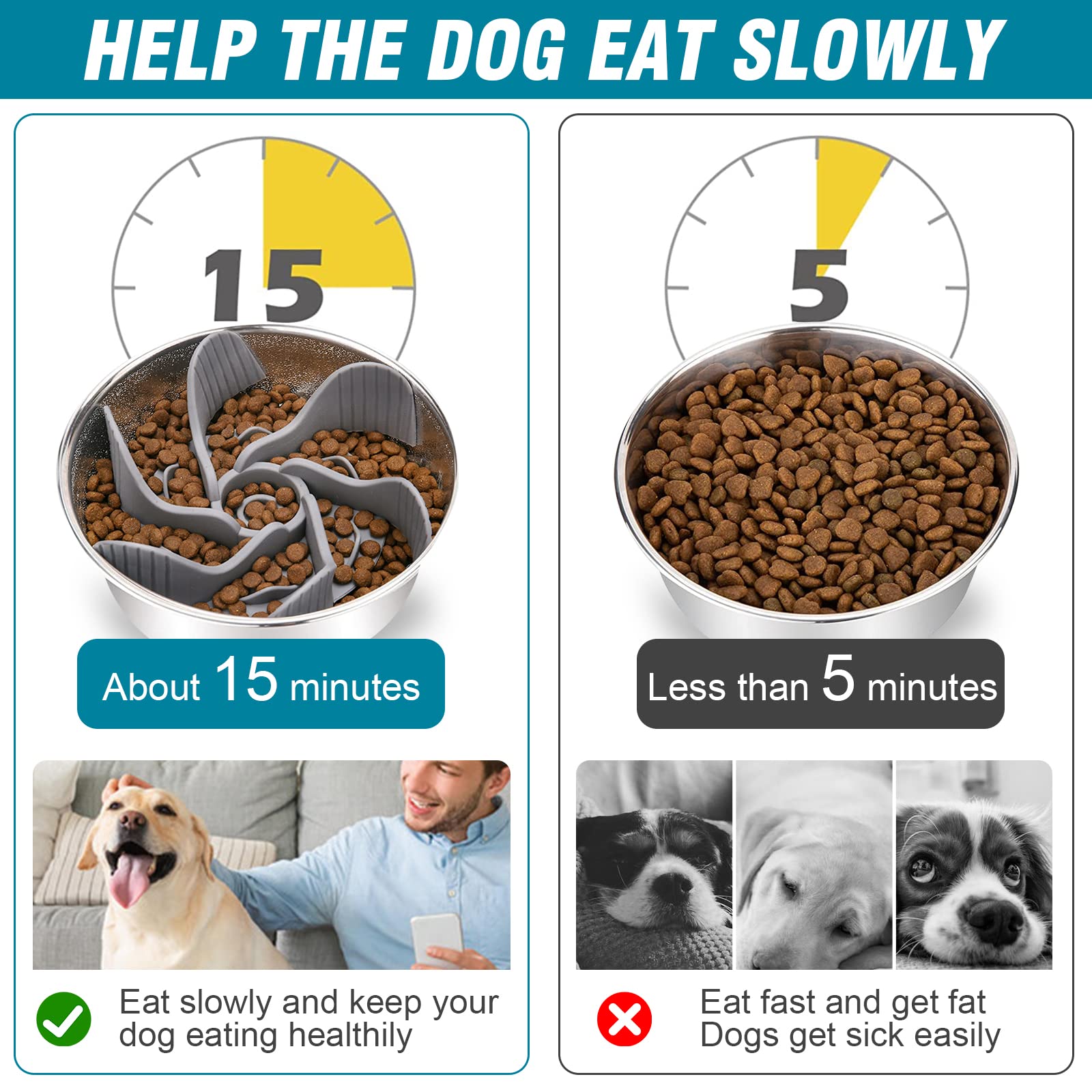 1 Pcs Dog Bowl Slow Feeder Insert, Cuttable Slow Feeder Dog Bowl Insert with Strong Suction Cups, Cat Dog Feeding Supplies, Slow