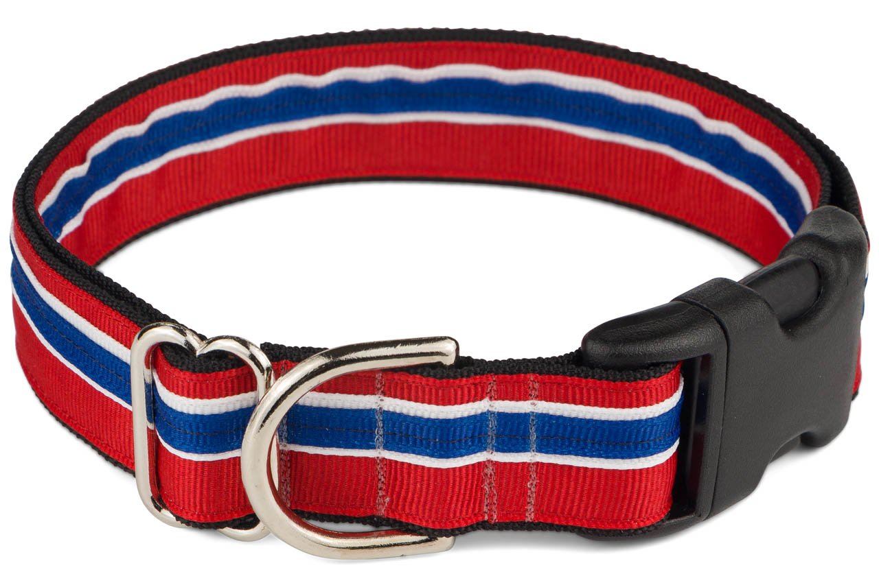 If It Barks 1'' Designer Striped Dog Collar (Large (19''-30''), Patriotic)
