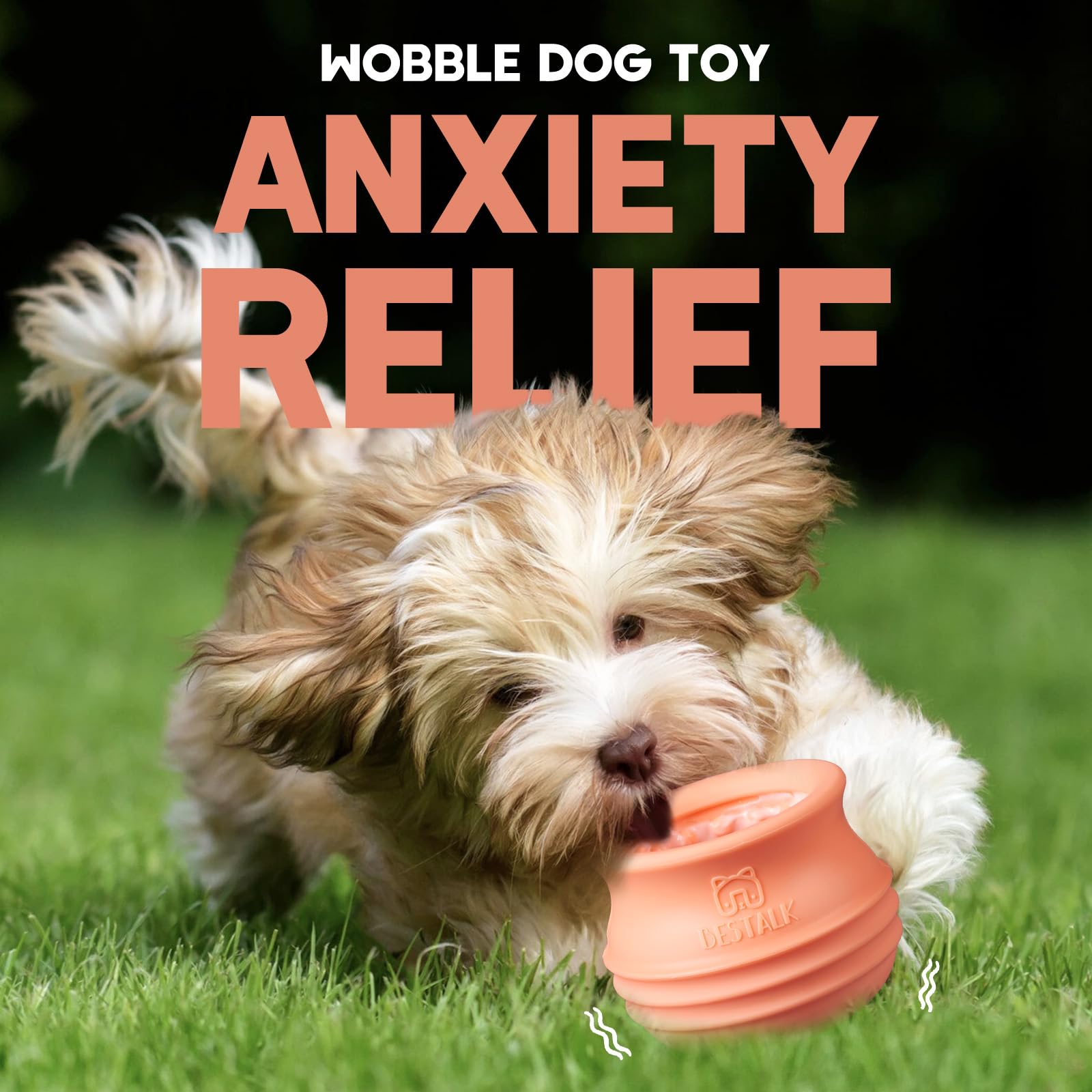 Dog Enrichment Treat Toy, Long-Lasting Wobbly Interactive Freeze Lick Toys for Dogs, Stuffable Puzzle Feeder Toy for Boredom, Si