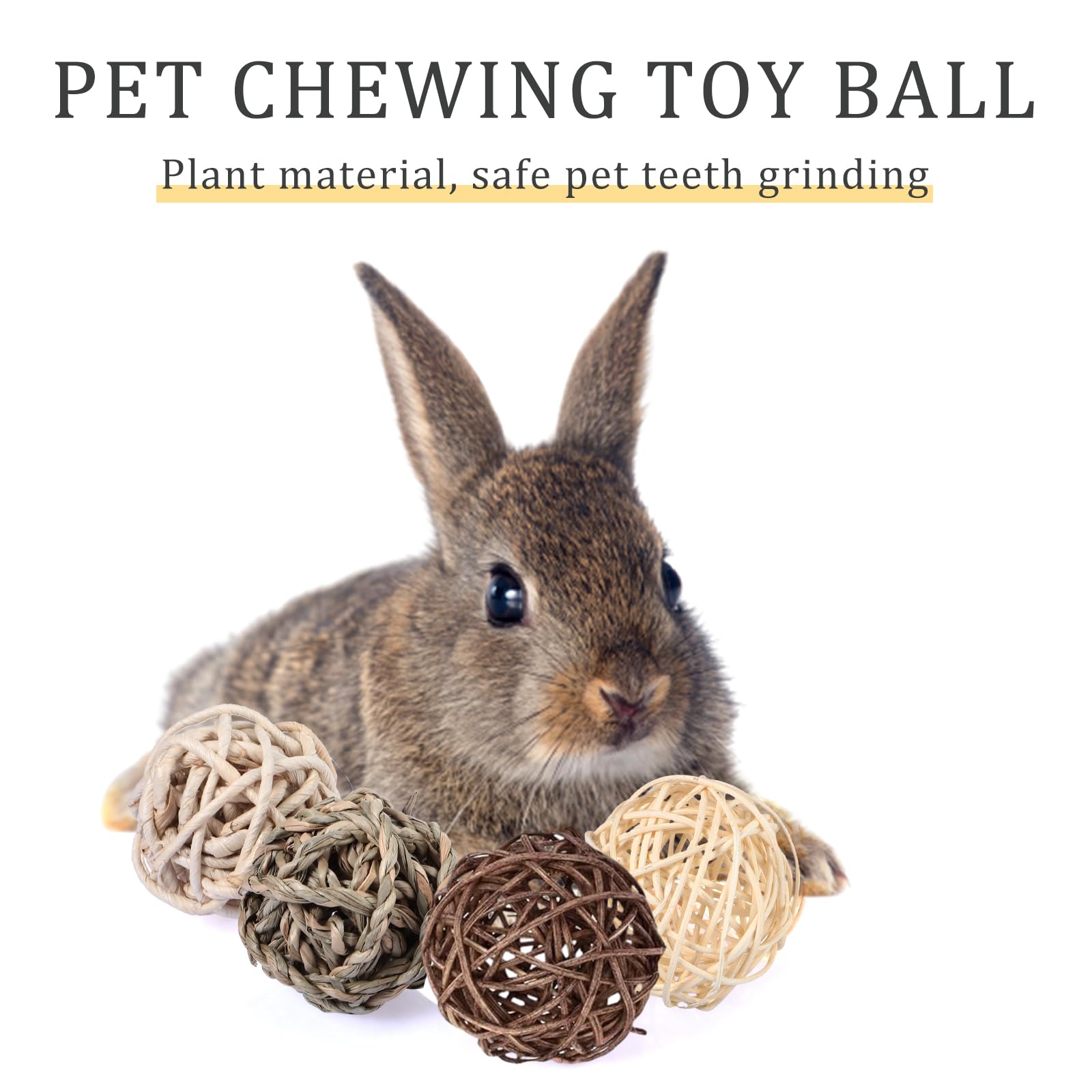 Skylety 15 Pieces Small Animal Chew Balls Rabbits Bunny Treat Chew Toys Guinea Pigs Chinchilla Balls Rolling Activity Play Grass Toys For Pet Teeth Grinding Gnawing Biting Accessories(Classic Style)