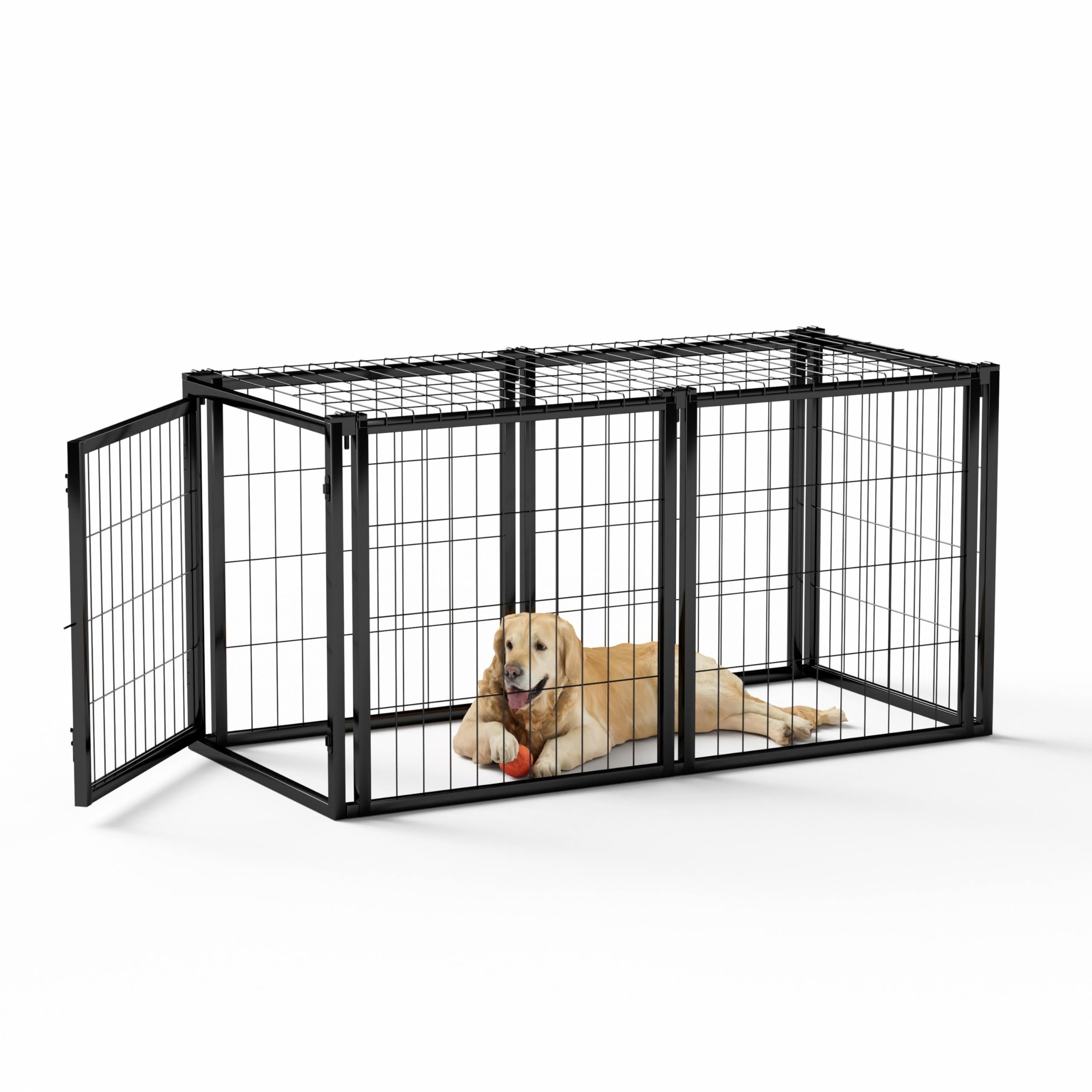 Heavy Duty Large Dog Crate, 47.2' Dog Kennel For Small Medium Dogs, Dog Cage, Dog Kennel, Puppy Dog Playpen With Top, Dog Crate