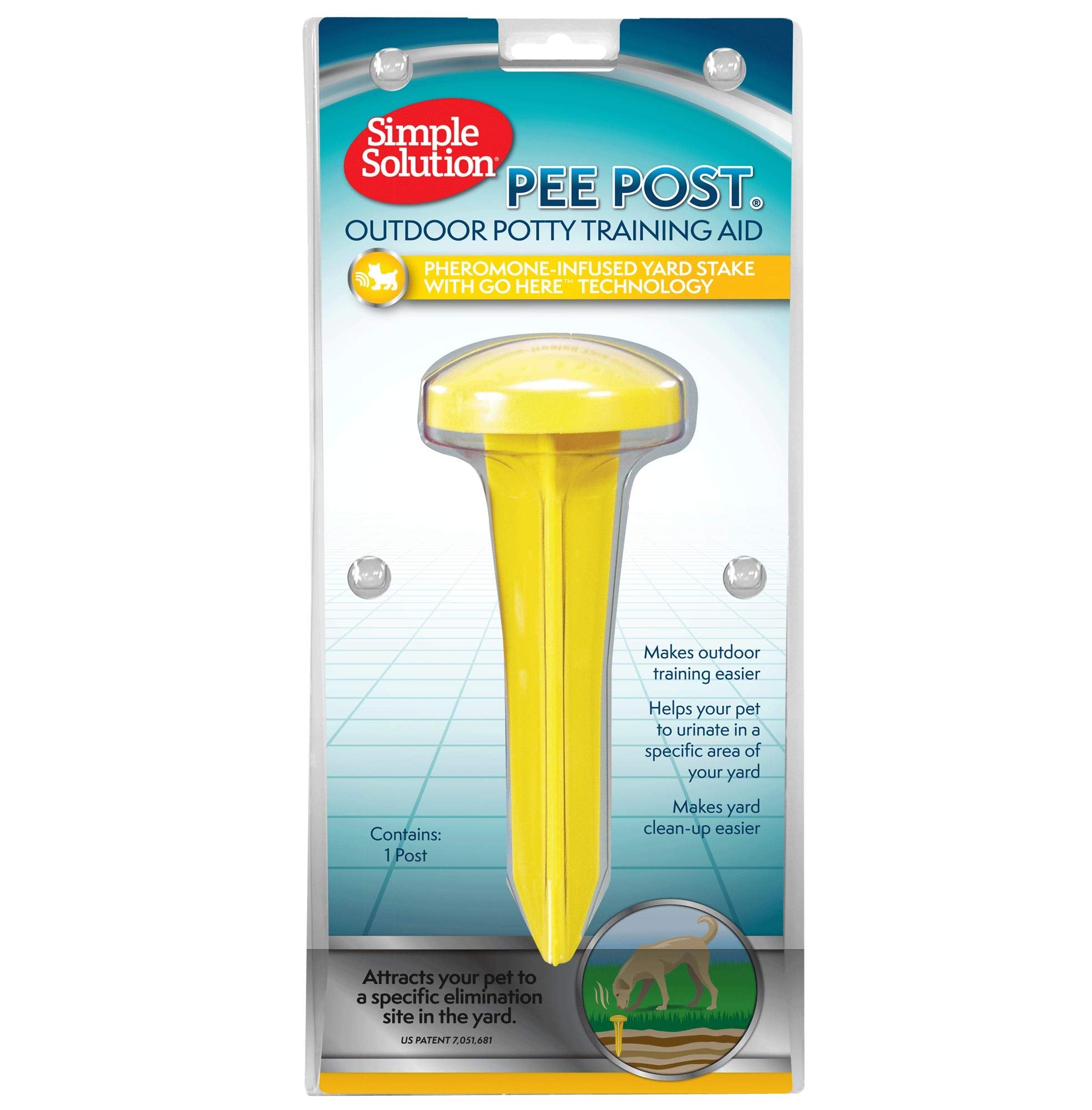 Simple Solution Pee Post Outdoor Potty Training Aid - Pheromone-Infused Yard Stake With Go Here™ Technology - 13 Inch Stake