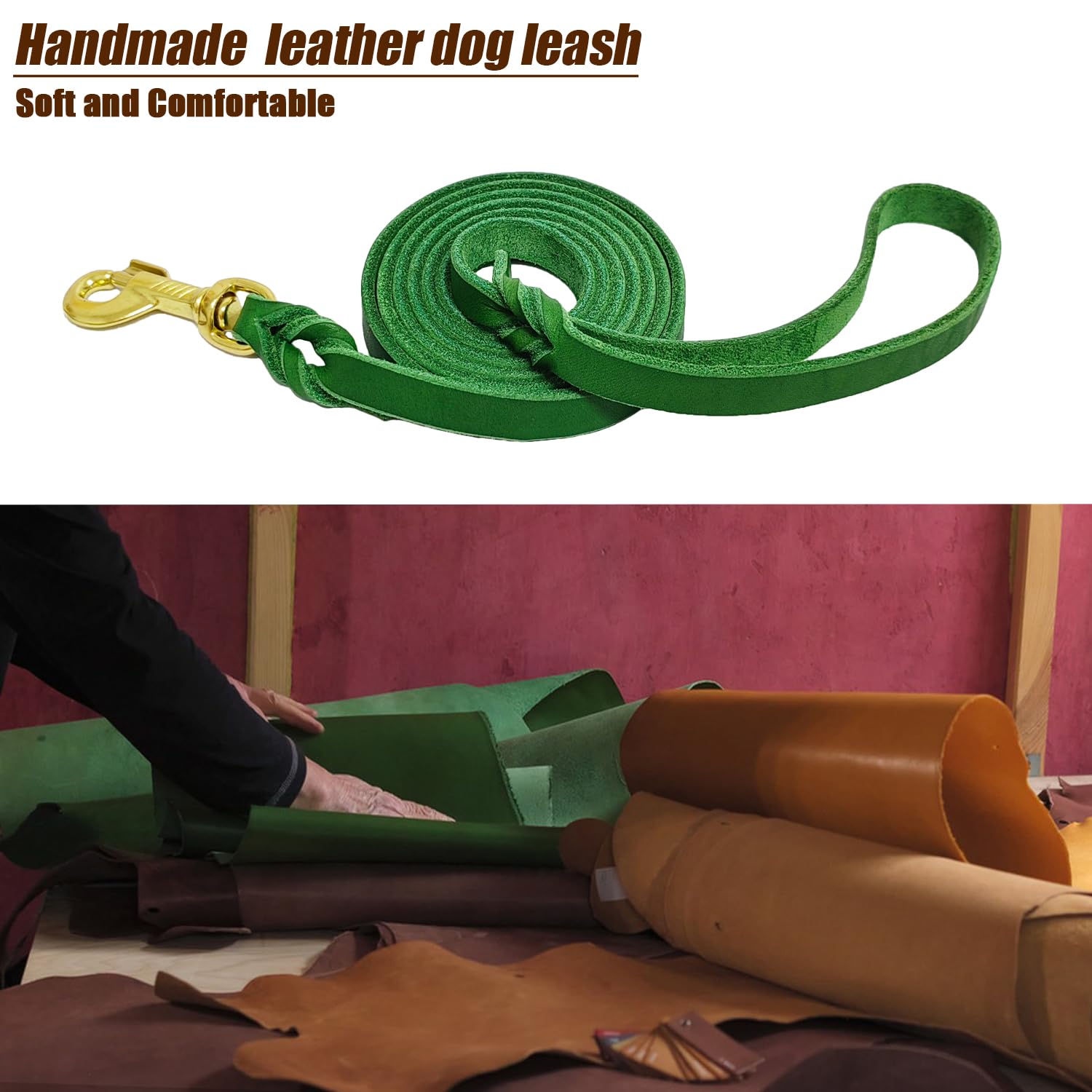 Lwbmg Leather Dog Leash 6Ft X 1/2 Inch, Heavy Duty Pet Leash, Strong Sturdy Genuine Leather Braided Dog Leashes, Soft And Comfor