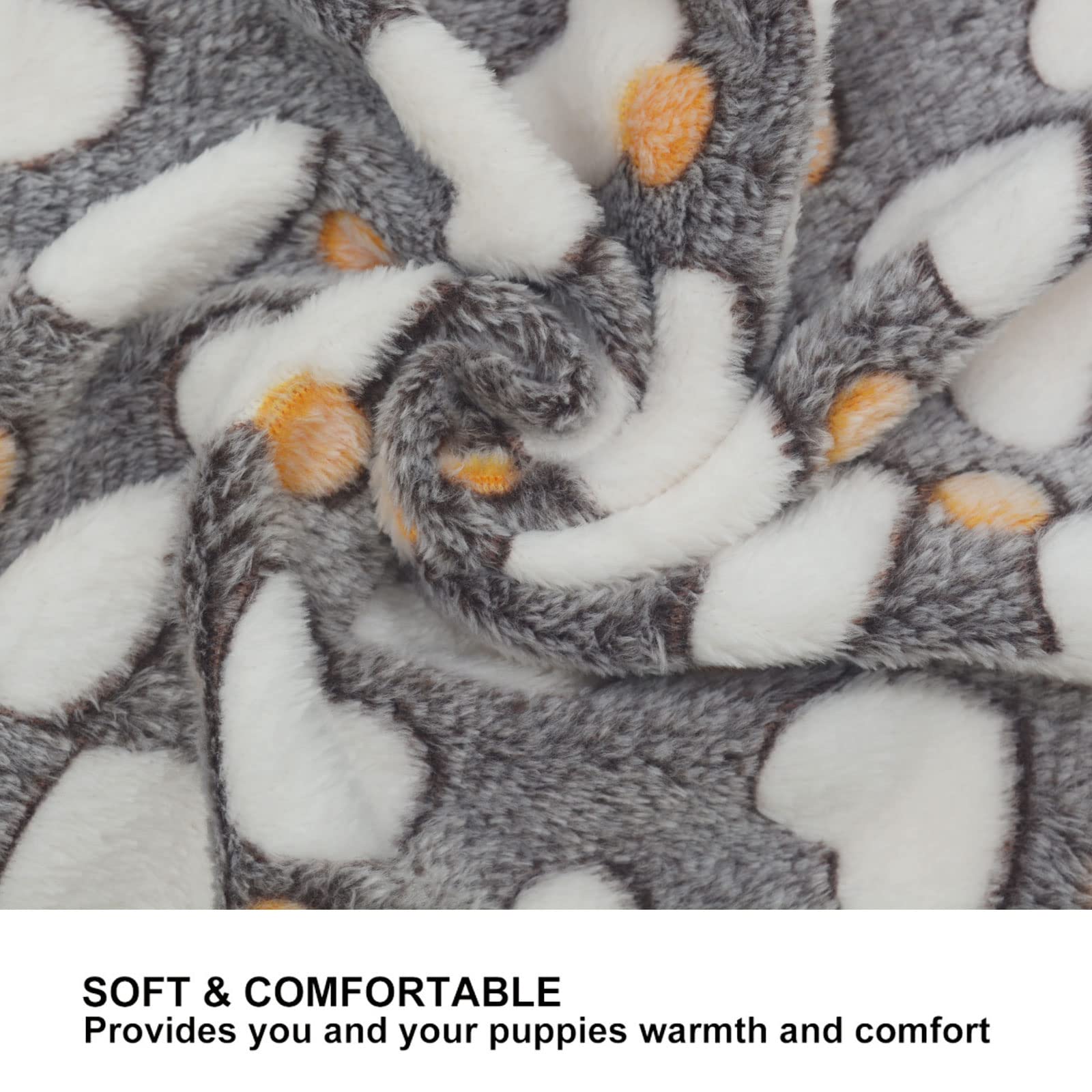 1 Pack 3 Puppy Blankets Super Soft Warm Sleep Mat Grey Cute Print Blanket Fluffy Fleece Pet Blanket Flannel Throw Dog Blankets F