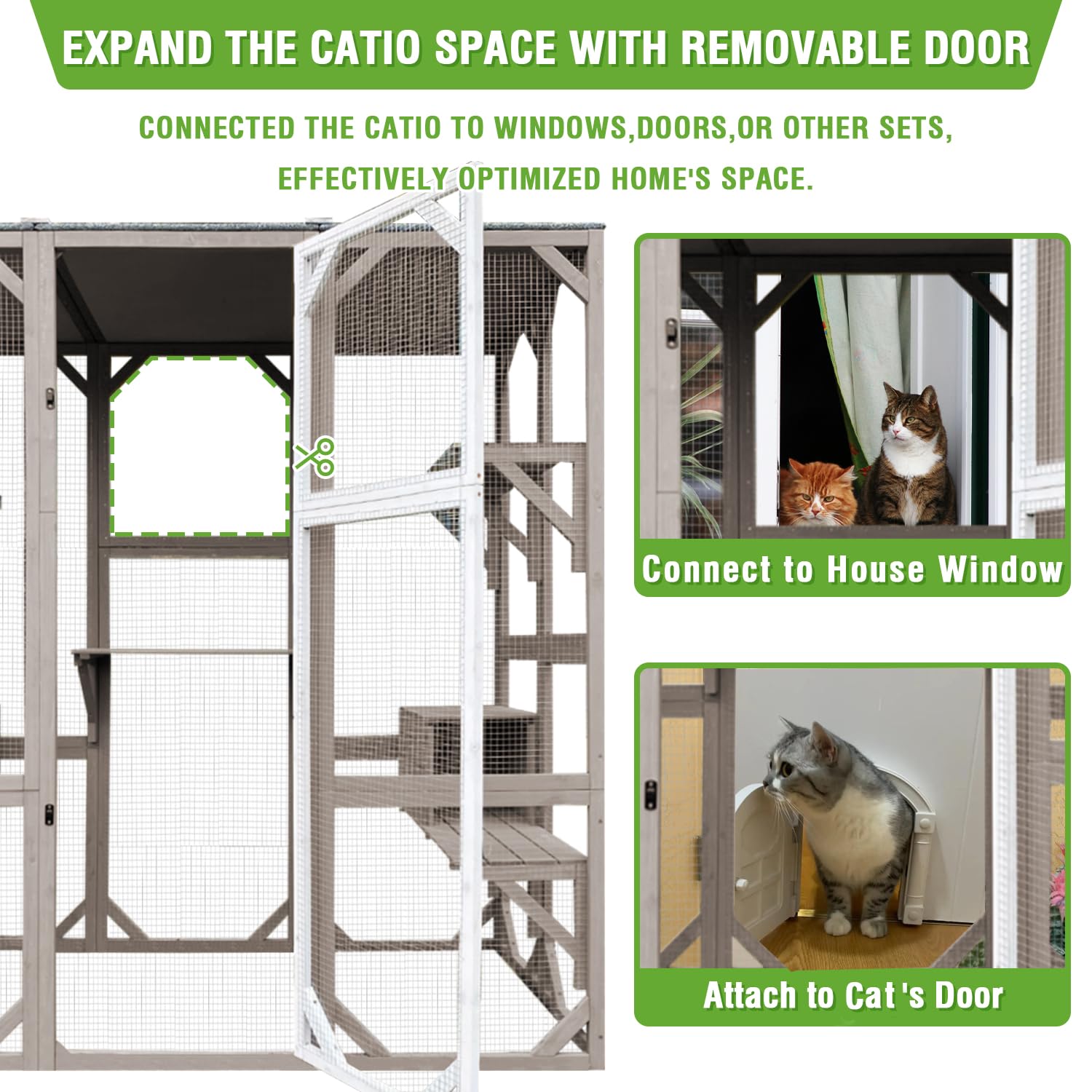 PetsCosset 70.5 Large Cat Catio 4 Tier Outside Wooden Outdoor Cat Enclosures for Outdoor Indoor Cats,Kitten House with Window,We
