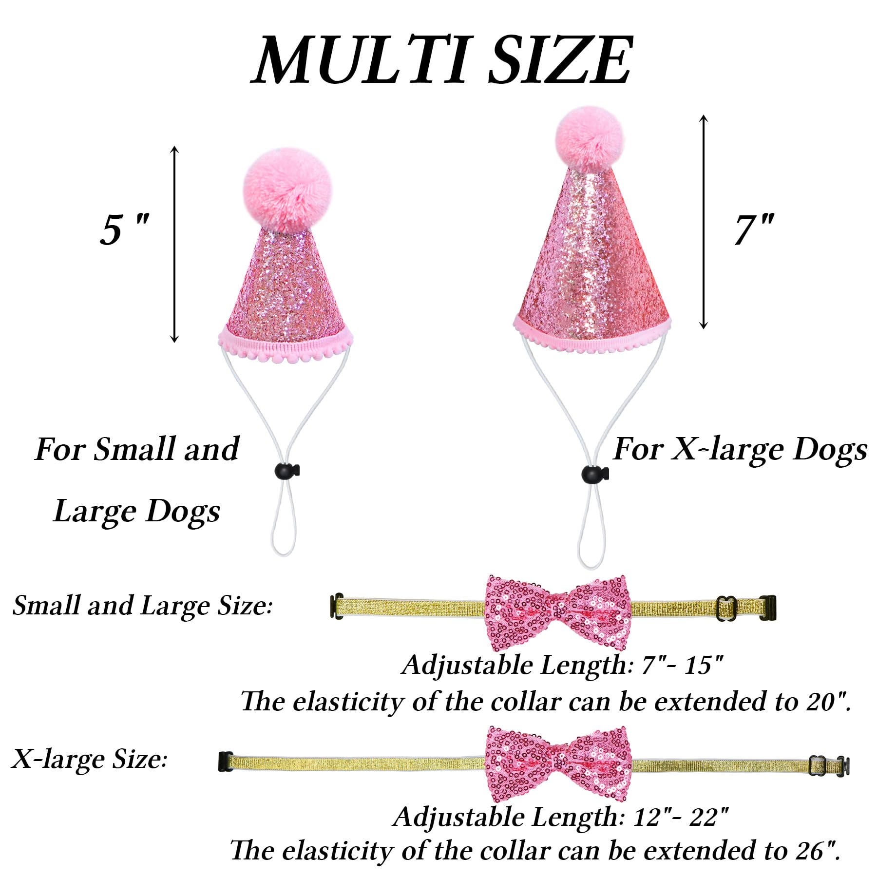 STMK Dog Birthday Outfits, Multi Size Dog Birthday Hat Dog Birthday Girl Bandana Bow Tie Birthday Numbers for Small Medium Dogs