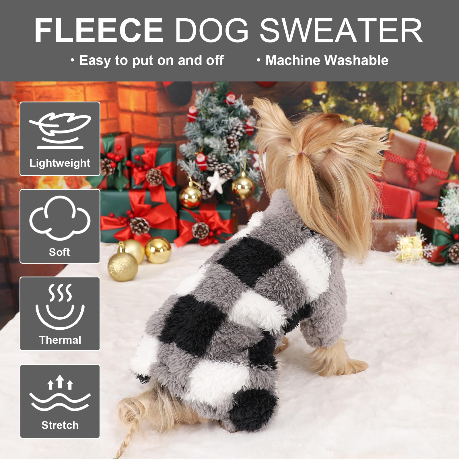 Dog Pajamas Pjs Dog Clothes for Small Dogs Girl Boy Warm Spring Fall Winter Dog Onesie Dog Sweaters Fleece Puppy Jumpsuits 4 Leg