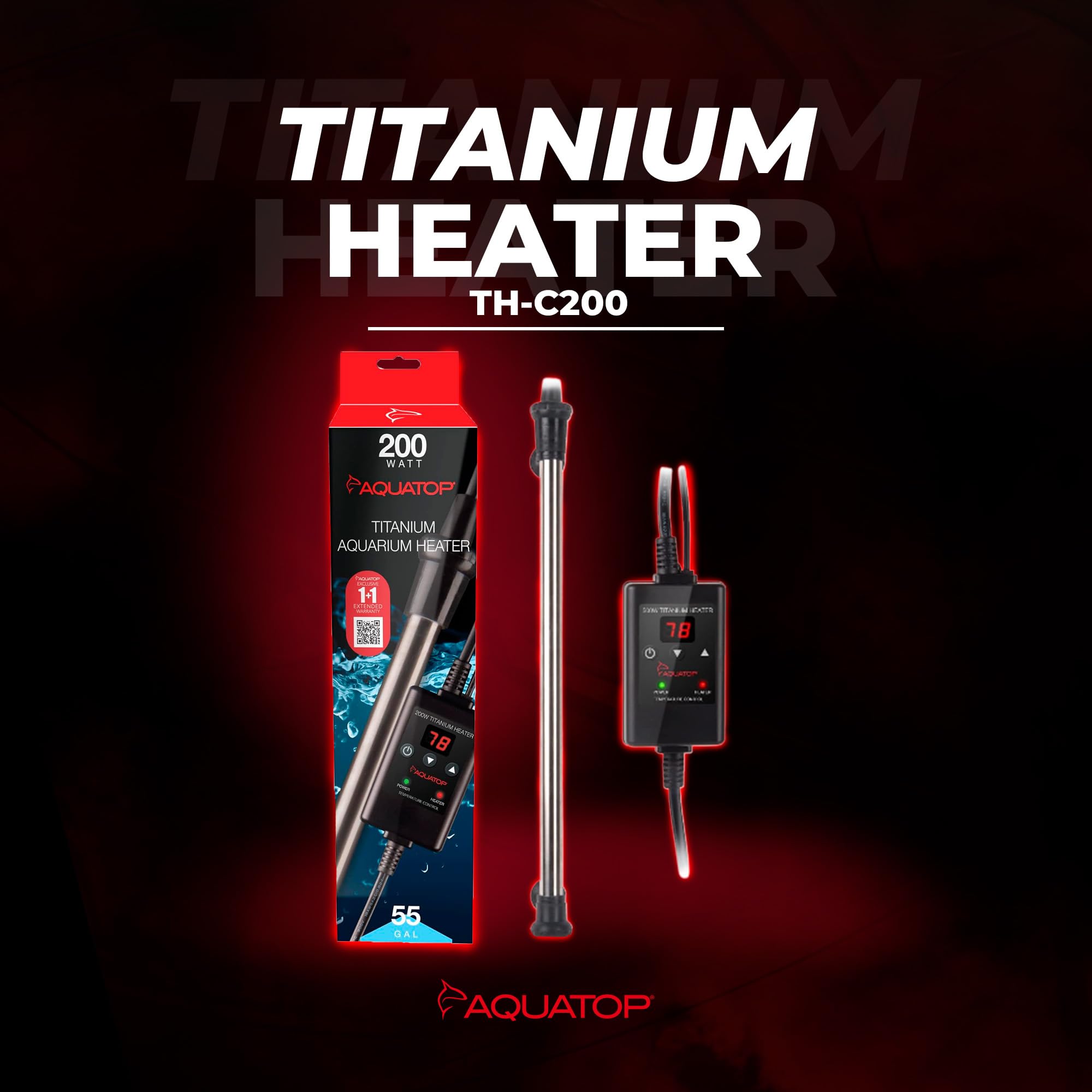 Aquatop Titanium Heater With External Controller - 200W