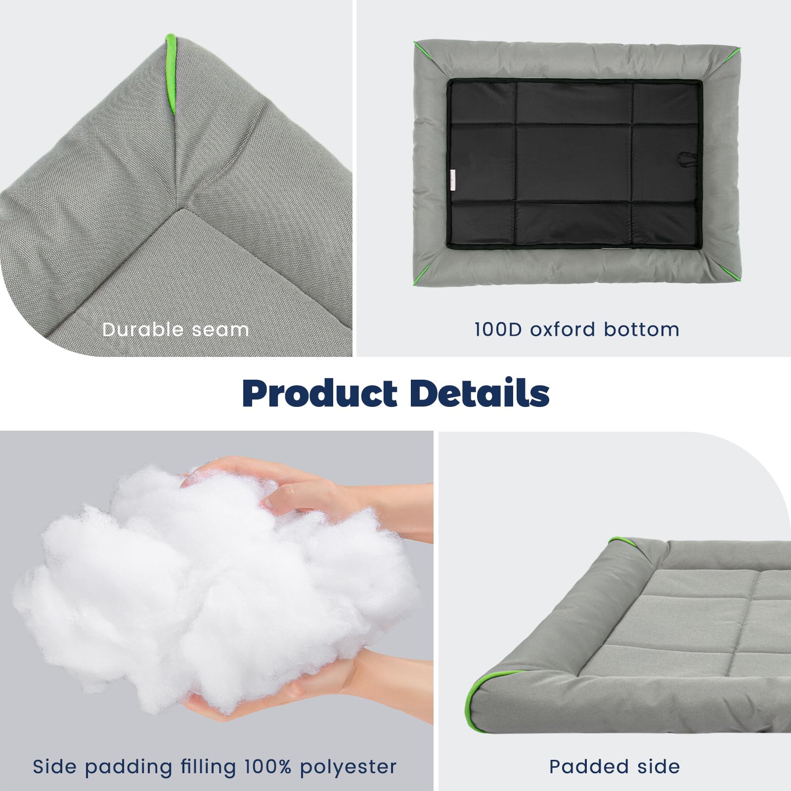 Miguel Outdoor Waterproof Dog Bed For Metal Dog Crates Water-Resistant Oxford All Weather Pet Mat Heavy Duty Durable Easy Clean Travel Indoor Outdoor Puppy Bed(42Inch Dog Bed Dog Crate,Gray)