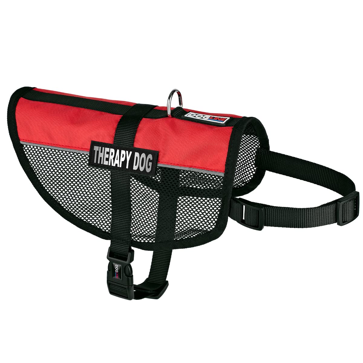 Dogline Maxaire Multi-Purpose Mesh Vest For Dogs And 2 Removable Therapy Dog Patches, Large, Red