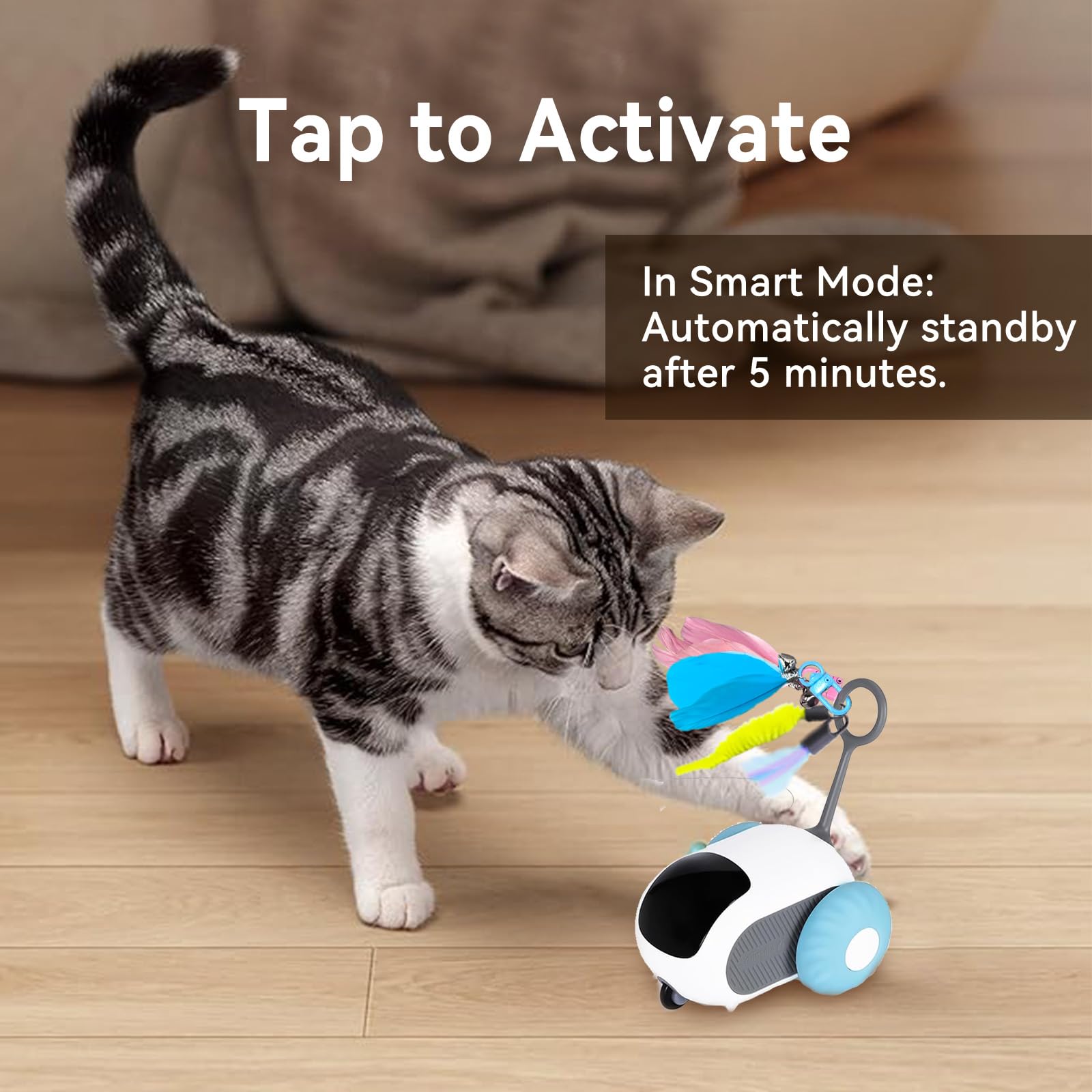 Turbo Tail 5.0 Remote Control Cat Toy, Interactive Cat Toys For Indoor Cats, Automatic Kitten Toys With 2-Speed Adjustment, Remo