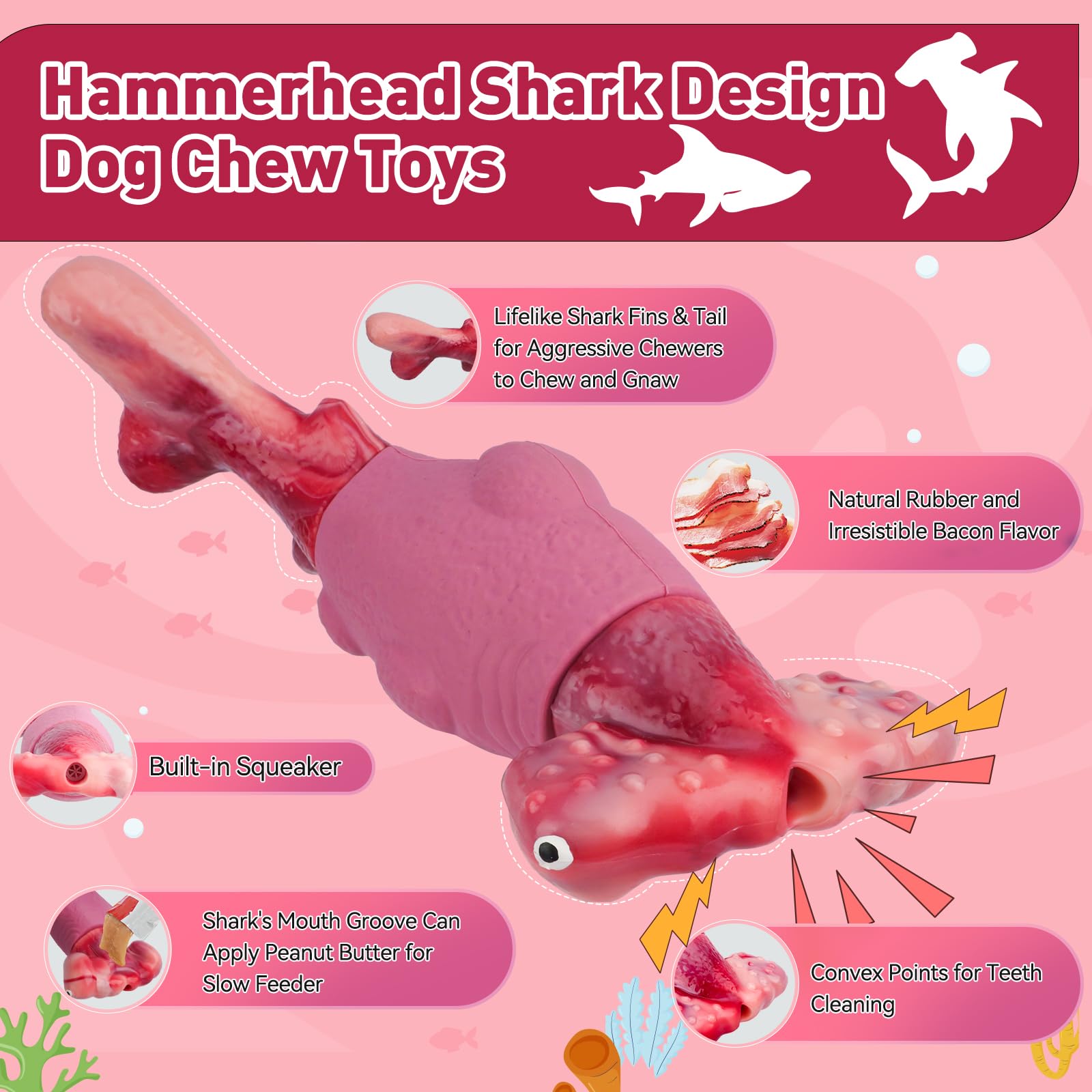 BIKIISEN Dog Toys for Aggressive Chewers, Interactive Dog Chew Toy for Large Dogs, Indestructible Squeaky Toys to Keep Them Busy