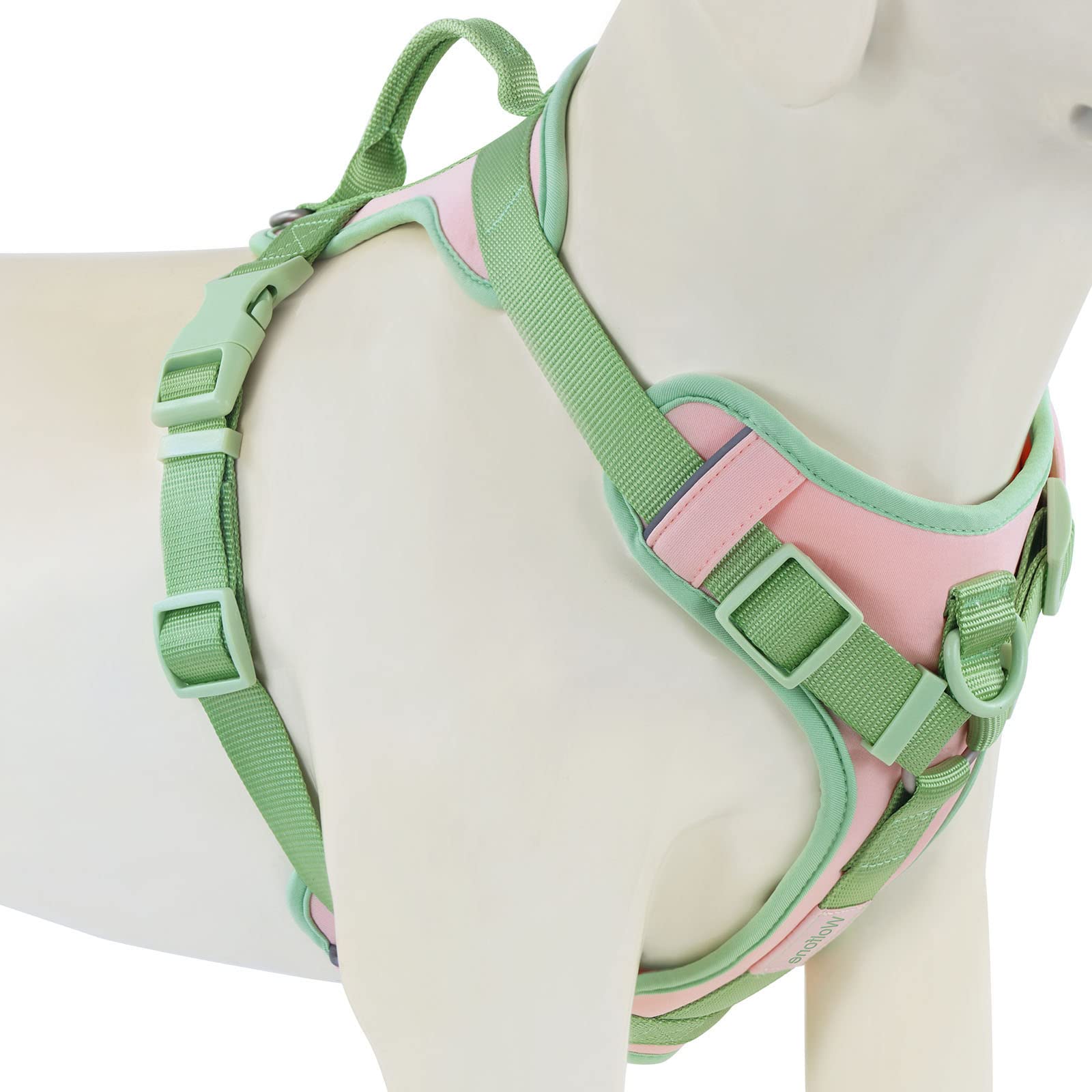 Wolfone No Pull Dog Harness Adjustable Soft Padded Pet Vest With Control Handle Adorable Daily Harness For Dogs(Gossamer Pink S)