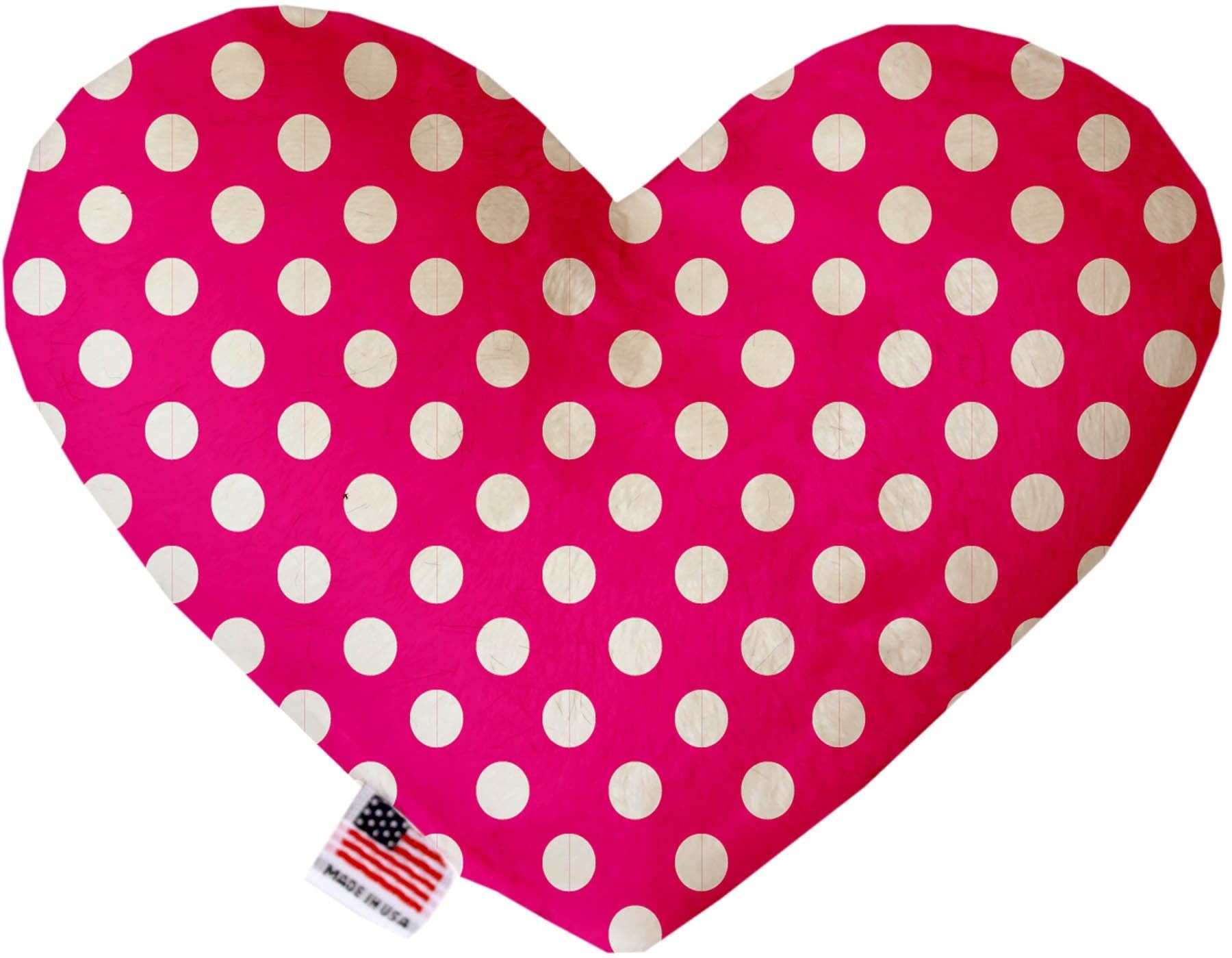 Pet and Dog Plush Heart or Bone Toy, &quot;Polka Dots Group&quot; (Available in different sizes, and 6 different pattern options!) Pink Polka Dots 8&quot; Plush Heart