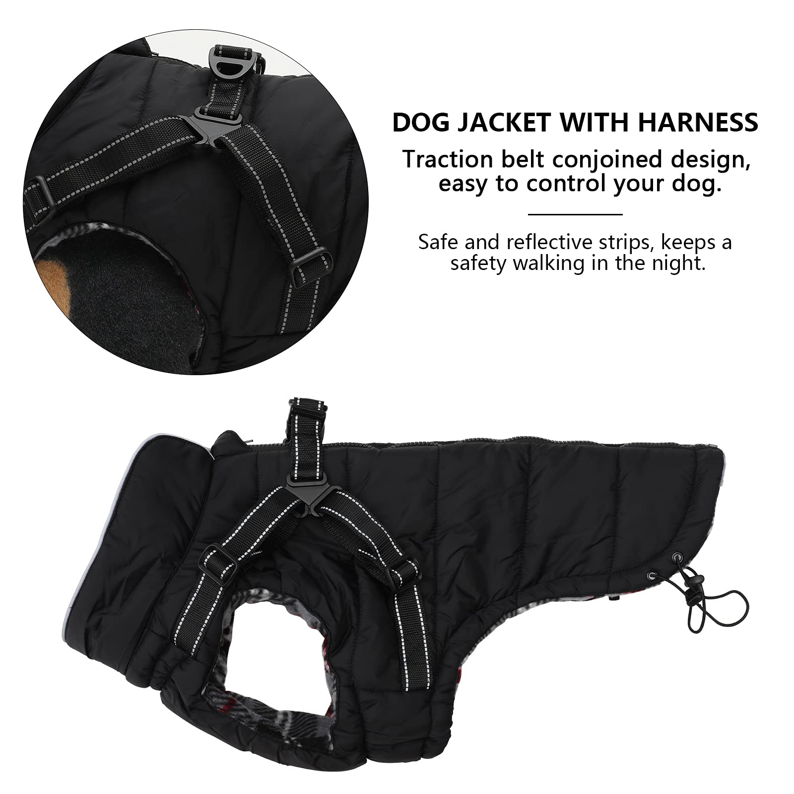 Geyecete Winter Warm Coat Waterproof Dog Winter Jacket with Harness Traction Belt,Pet Outdoor Jacket Dog Autumn and Winter Cloth